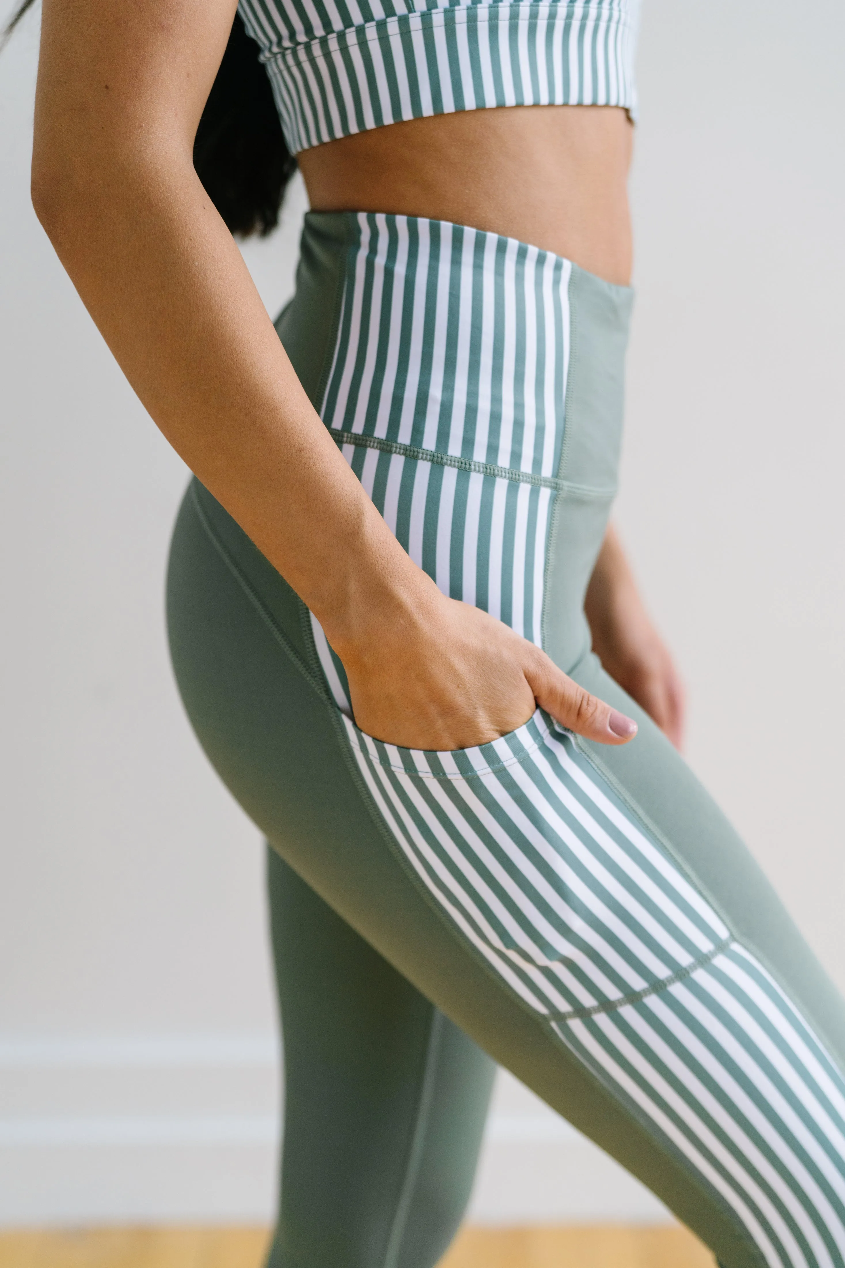 Inspire Leggings - Sage Stripe | MT SPORT sold by Maven Thread product image thumbnail 2