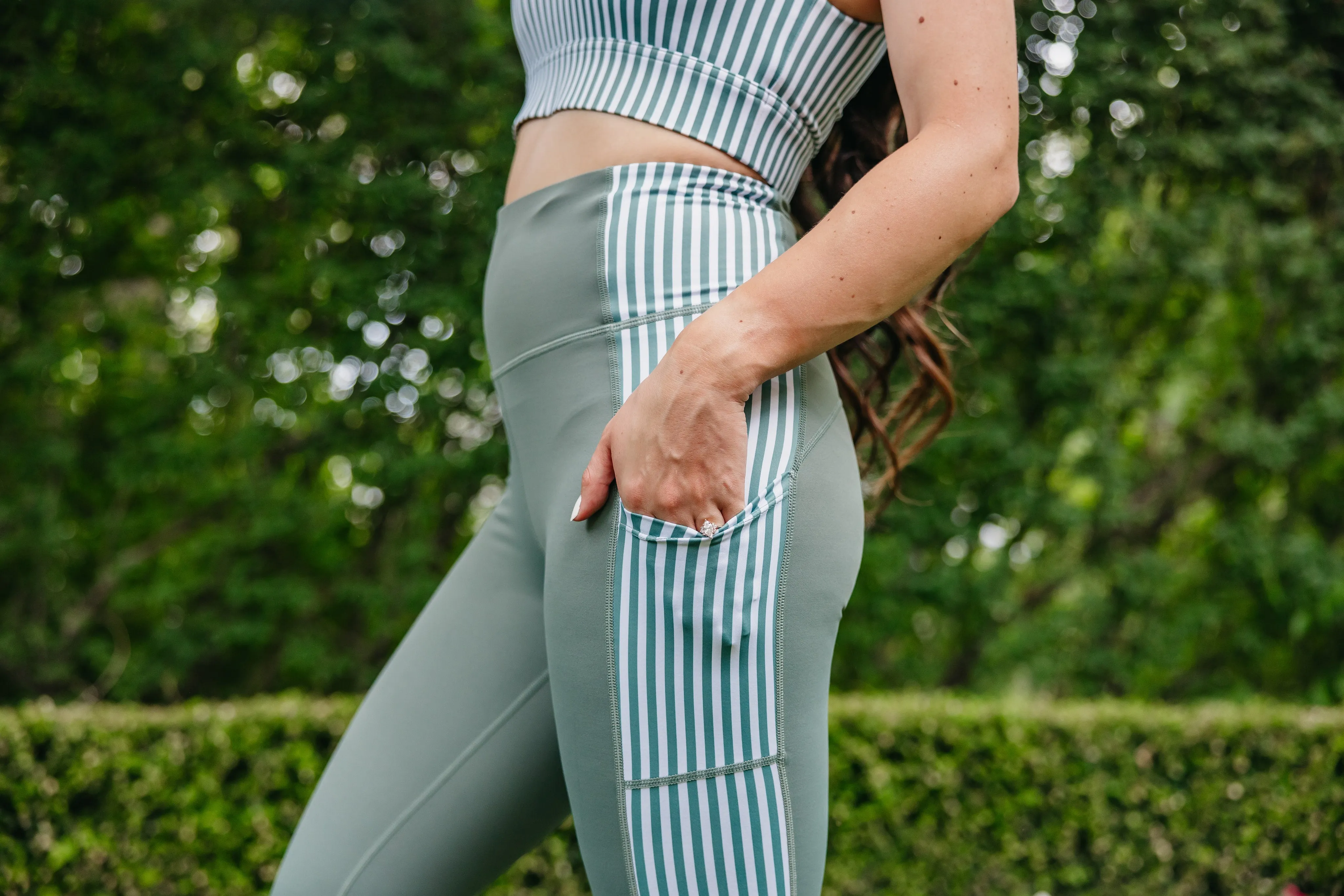 Inspire Leggings - Sage Stripe | MT SPORT sold by Maven Thread product image thumbnail 4