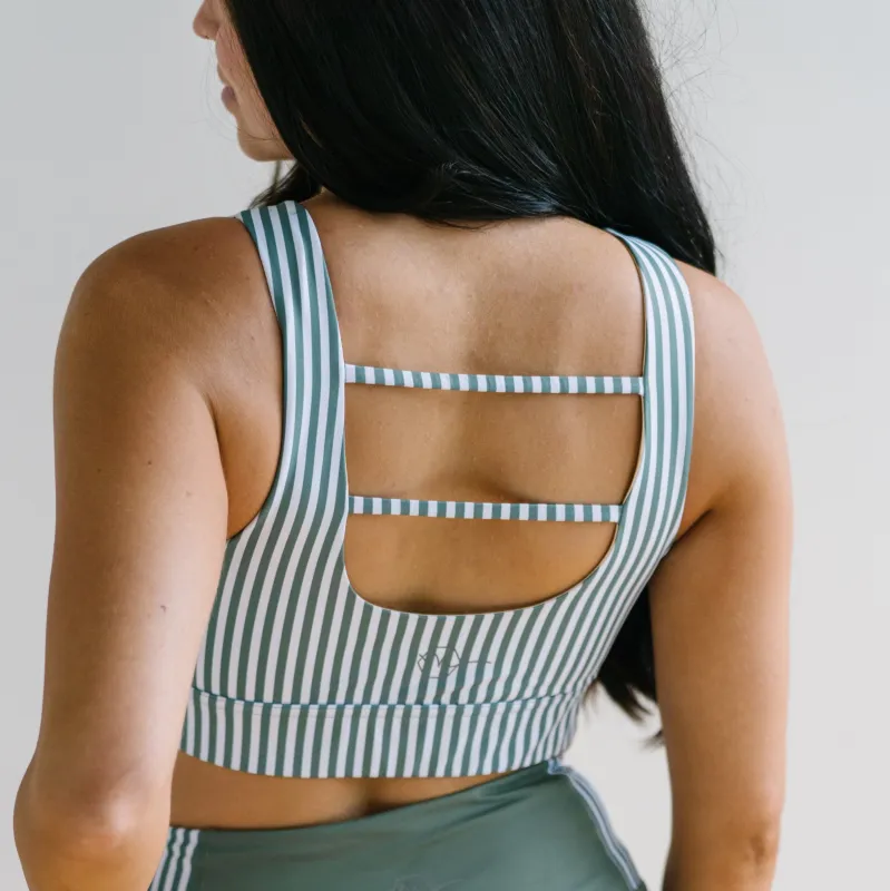 Fierce Sports Bra - Sage Stripe | MT SPORT sold by Maven Thread