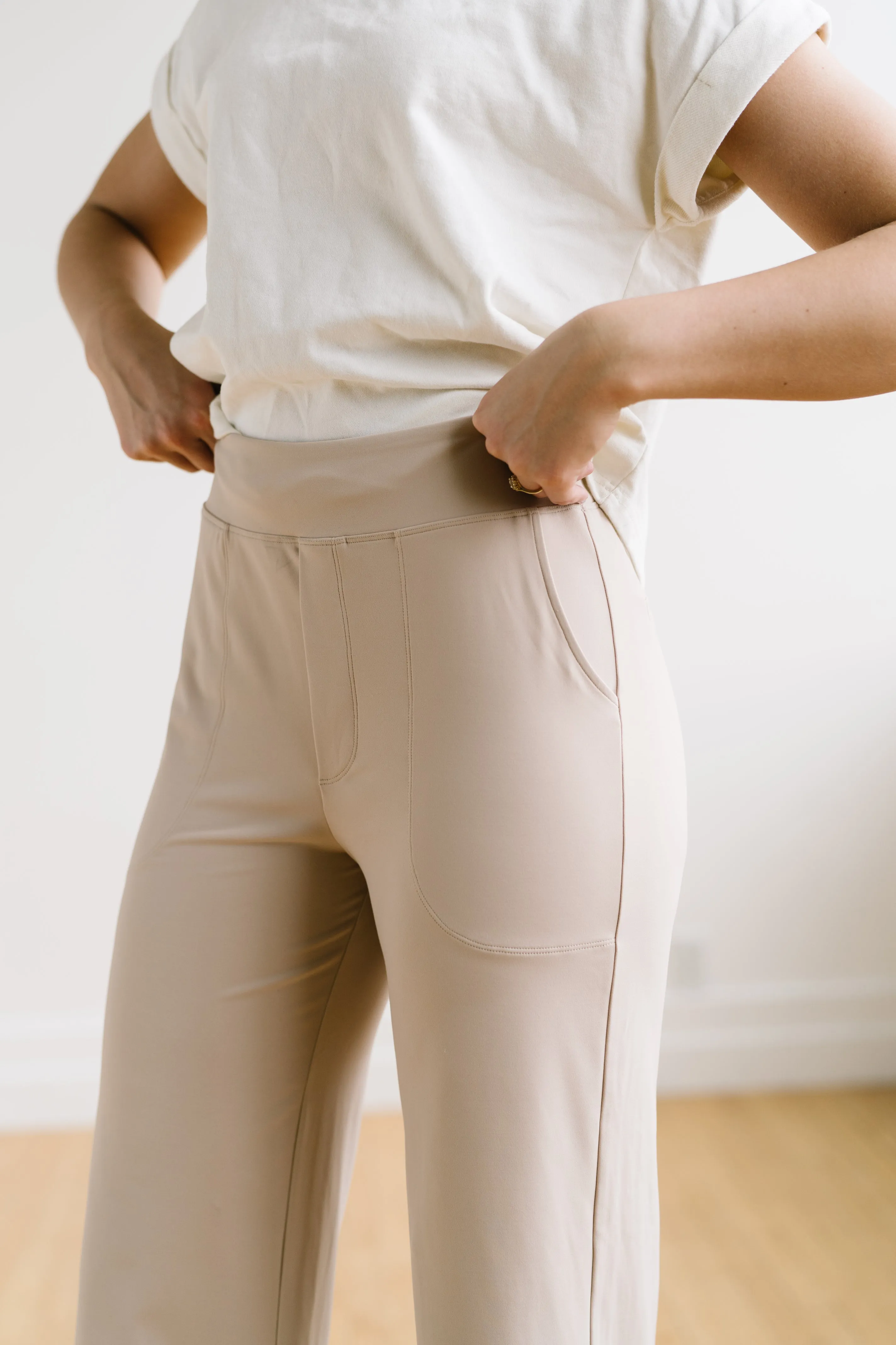 Work Hard Play Hard Wide Leg Trouser - Light Khaki | MT LUXE sold by Maven Thread product image thumbnail 4
