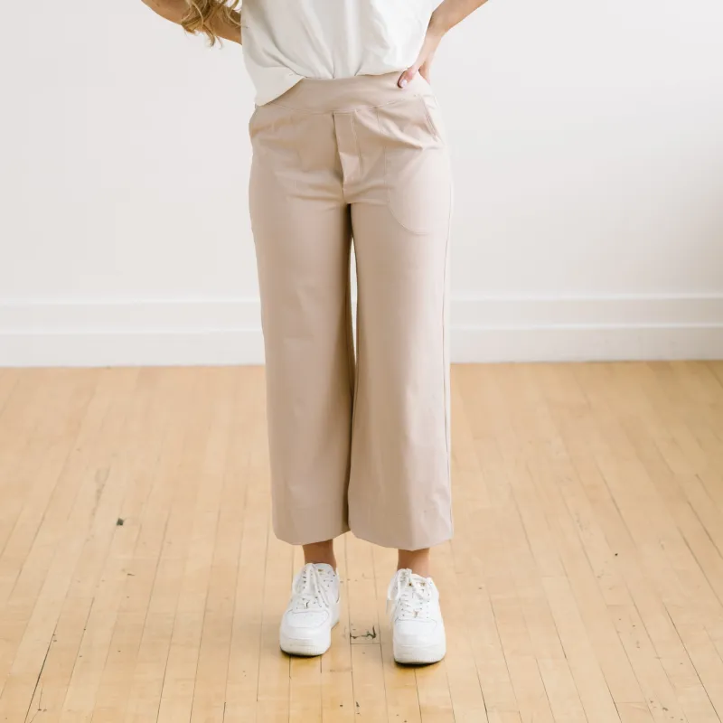 Work Hard Play Hard Wide Leg Trouser - Light Khaki | MT LUXE made by Maven Thread