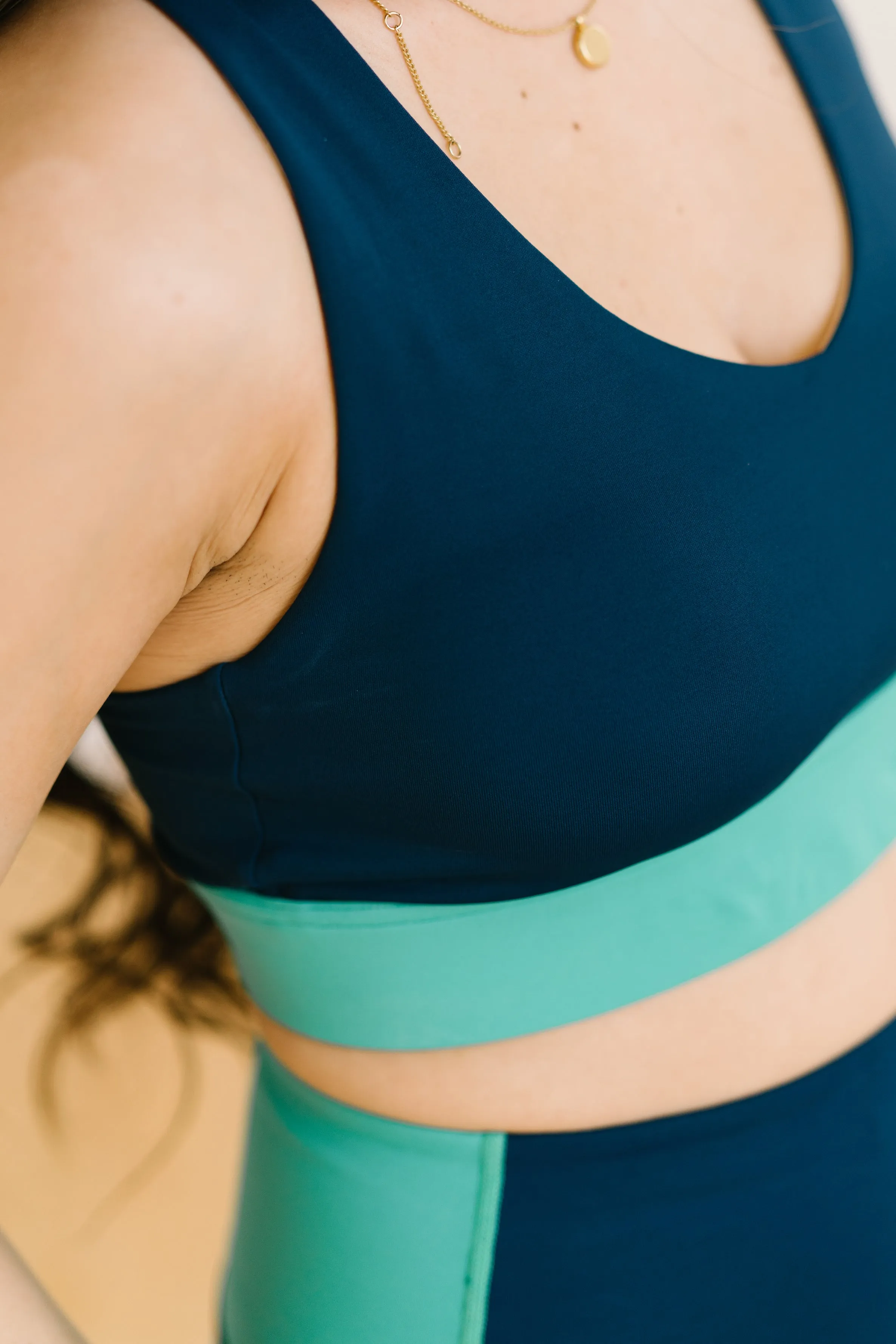 Criss Cross Sports Bra - Teal Colorblock | MT SPORT sold by Maven Thread product image thumbnail 2
