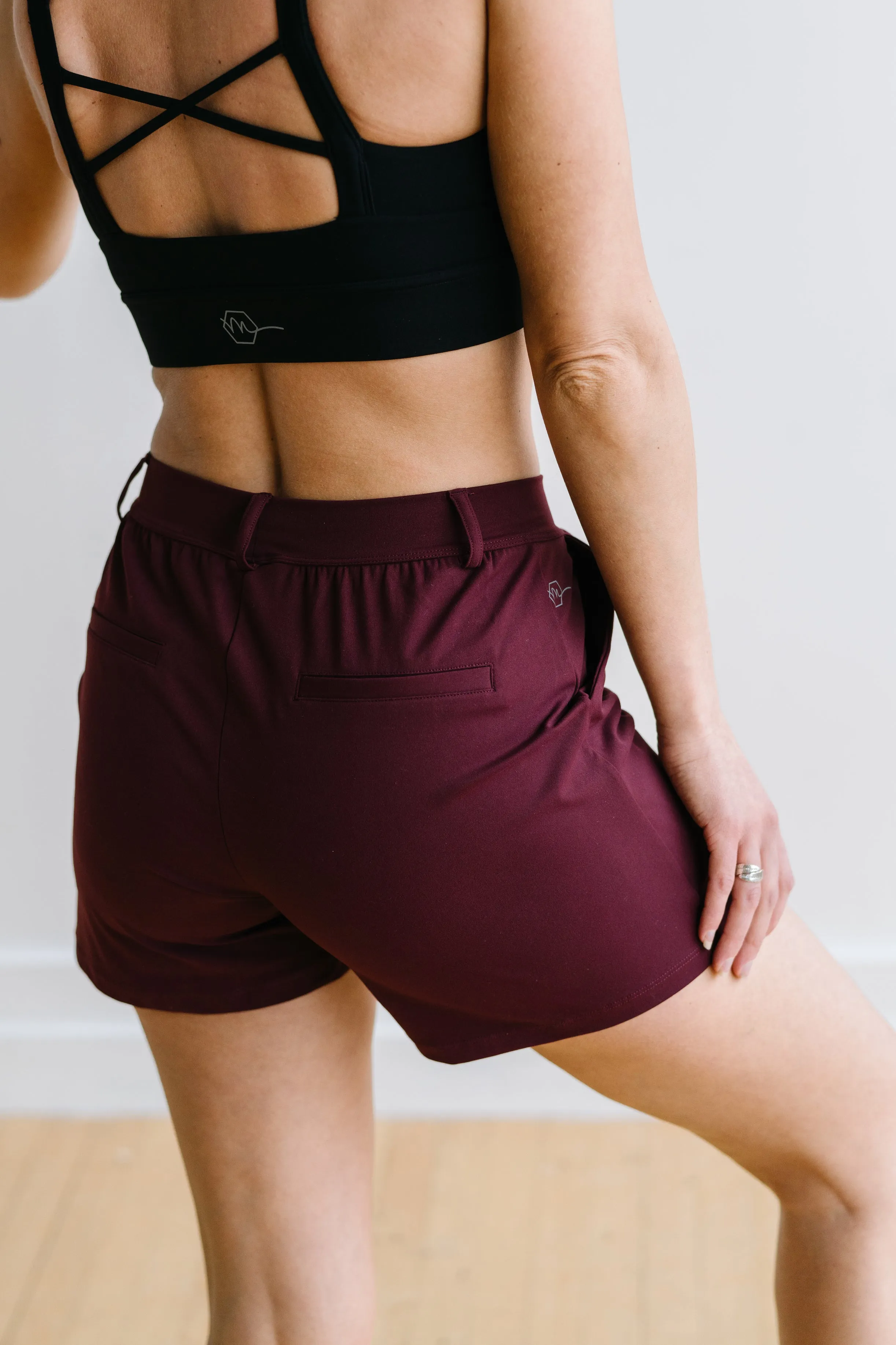 Work Hard Play Hard Trouser Shorts - Maroon | MT LUXE sold by Maven Thread product image thumbnail 2