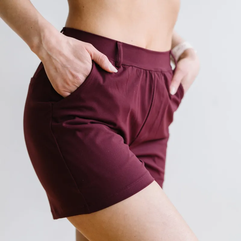 Work Hard Play Hard Trouser Shorts - Maroon | MT LUXE made by Maven Thread