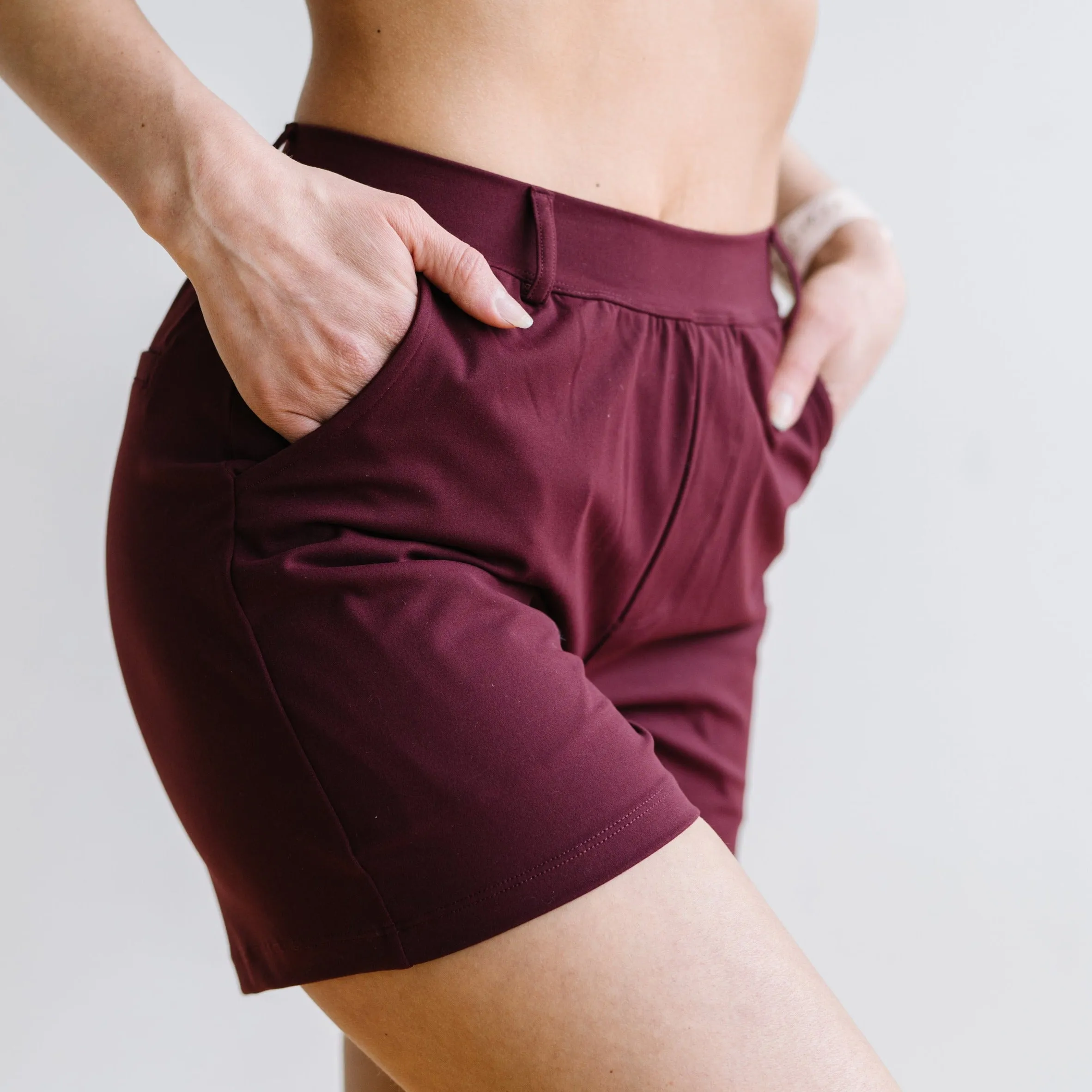 Work Hard Play Hard Trouser Shorts - Maroon | MT LUXE sold by Maven Thread
