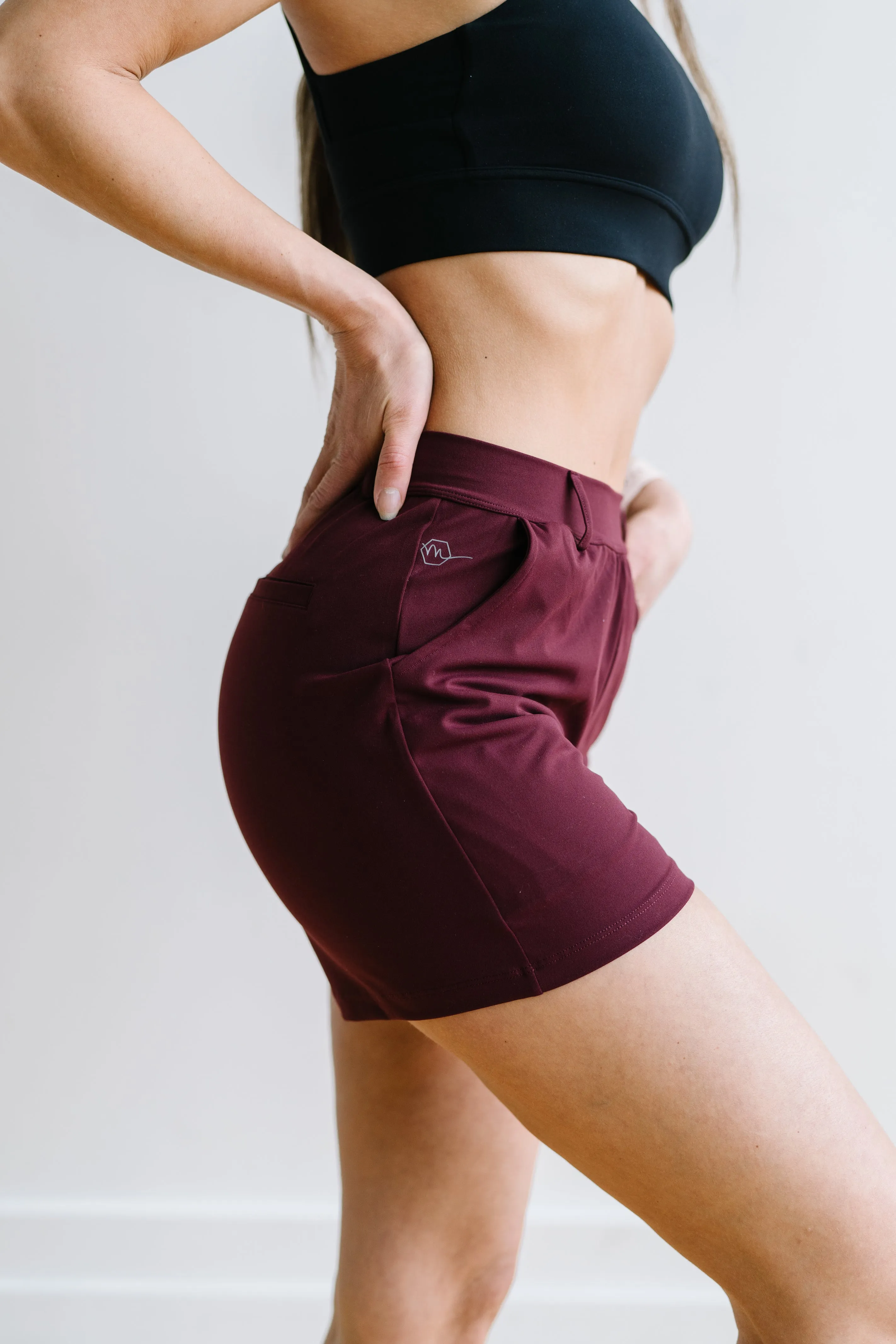 Work Hard Play Hard Trouser Shorts - Maroon | MT LUXE sold by Maven Thread product image thumbnail 3