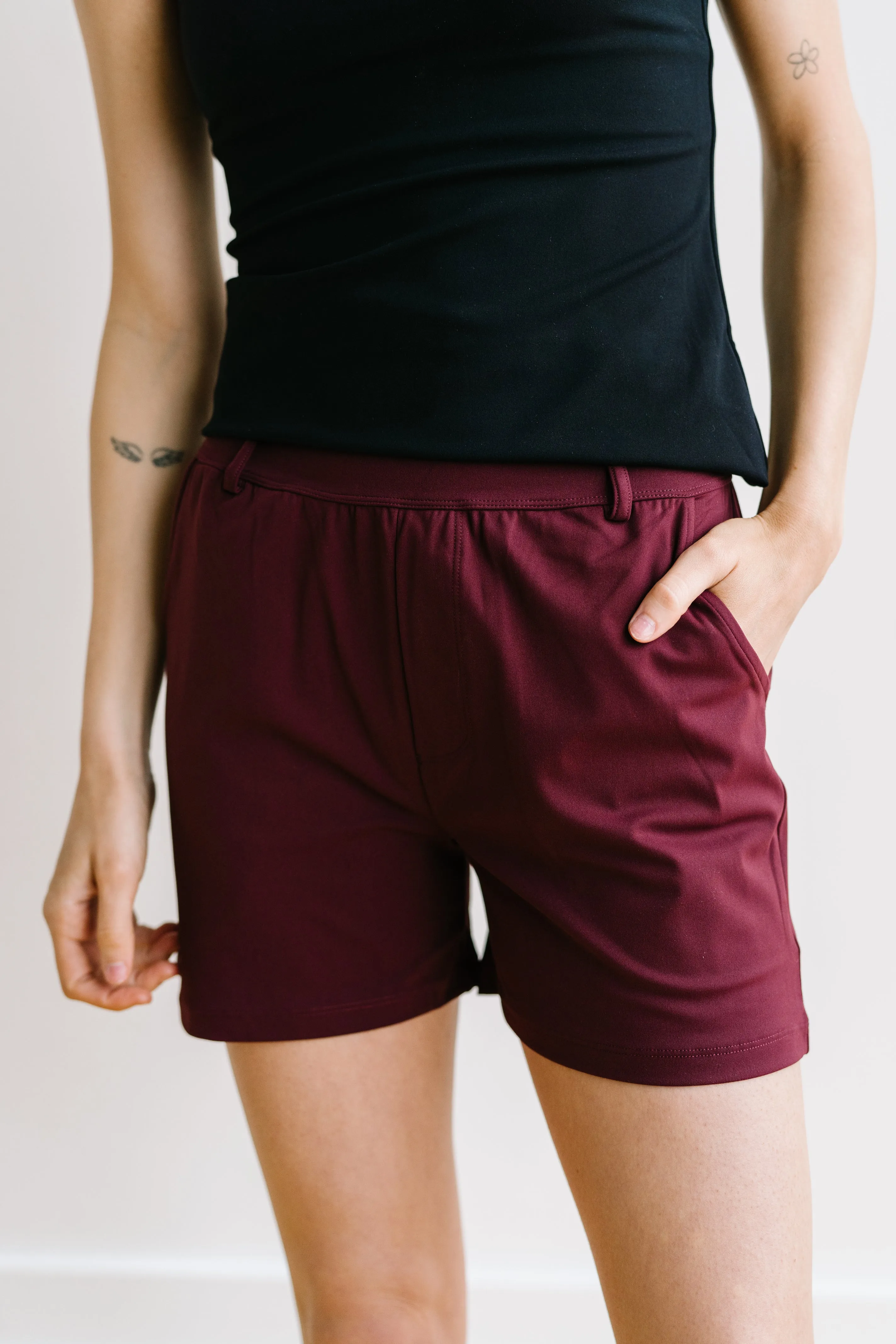 Work Hard Play Hard Trouser Shorts - Maroon | MT LUXE sold by Maven Thread product image thumbnail 5