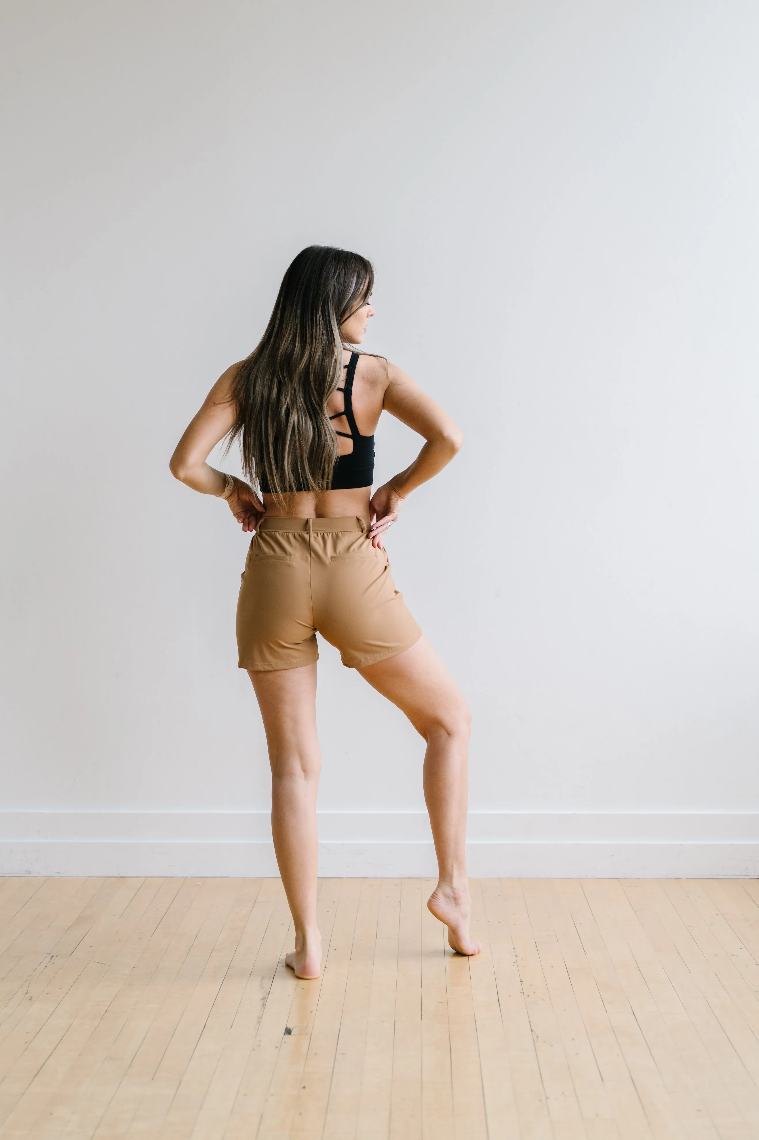 Work Hard Play Hard Trouser Shorts - Khaki | MT LUXE sold by Maven Thread product image thumbnail 4