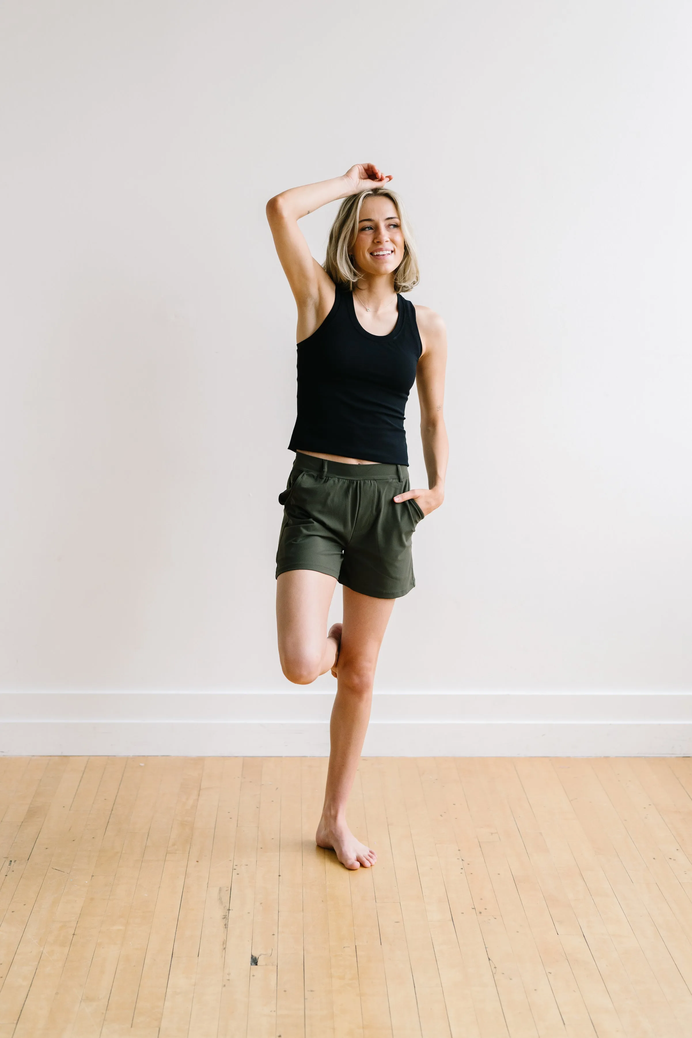 Work Hard Play Hard Trouser Shorts - Olive Green | MT LUXE sold by Maven Thread product image thumbnail 3