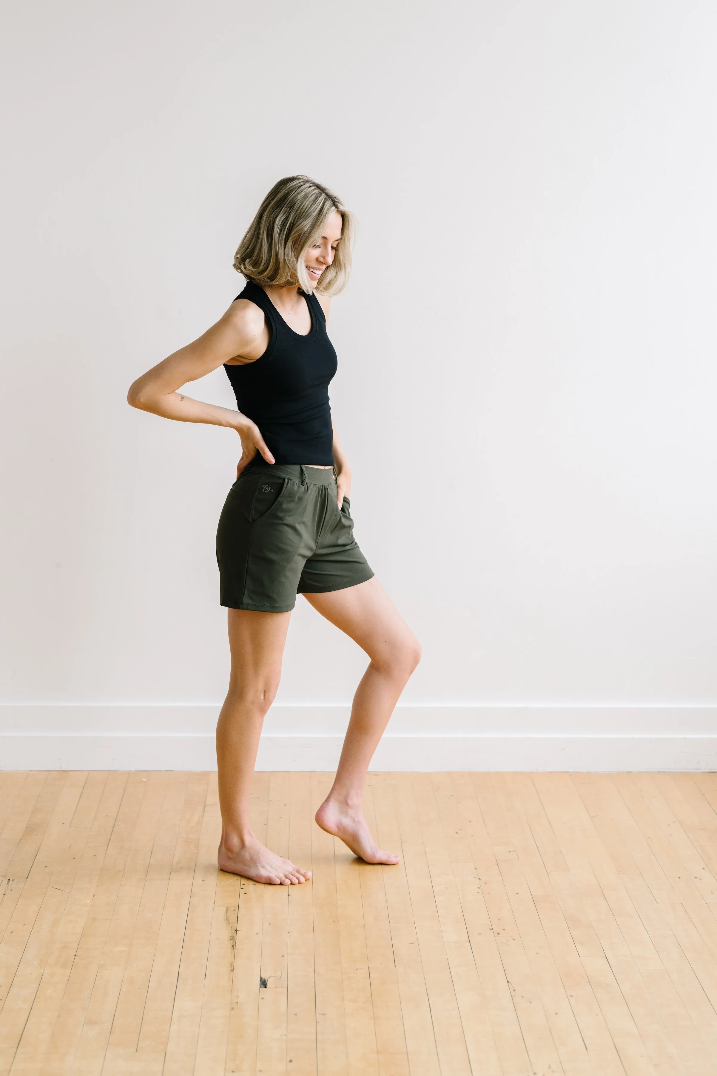 Work Hard Play Hard Trouser Shorts - Olive Green | MT LUXE sold by Maven Thread product image thumbnail 4