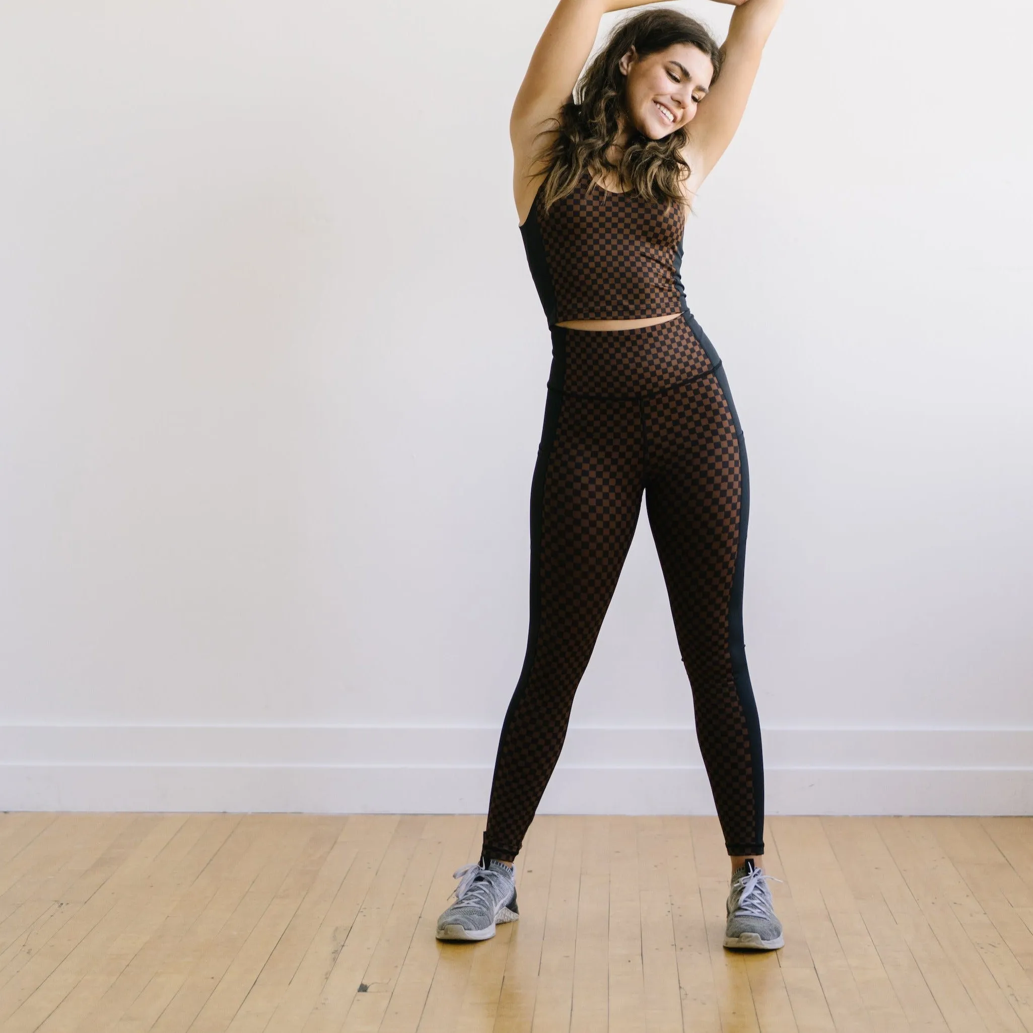 Inspire Leggings - Brown Checkered | MT SPORT sold by Maven Thread product image thumbnail 3