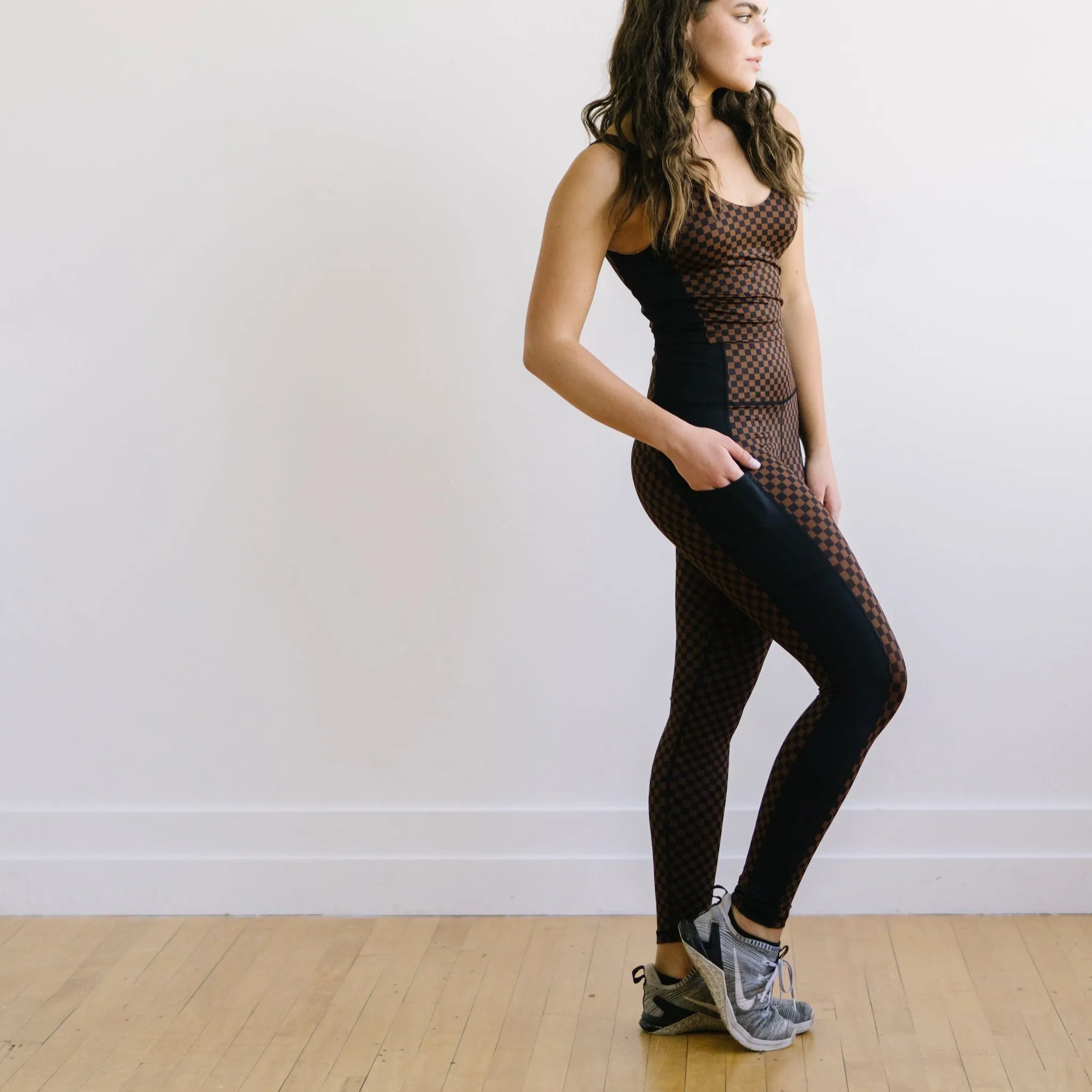 Inspire Leggings - Brown Checkered | MT SPORT sold by Maven Thread product image thumbnail 5