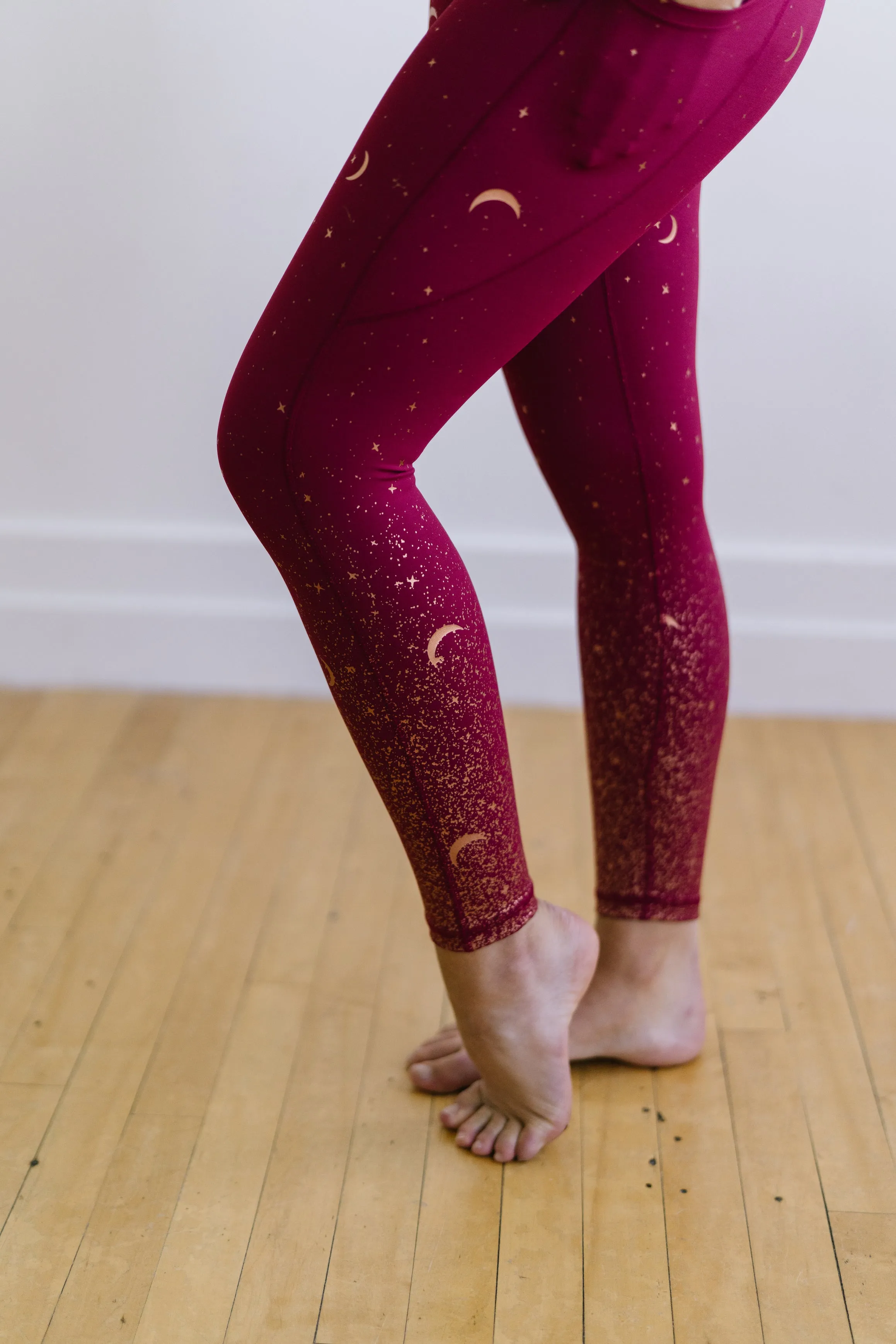 Inspire Leggings - Maroon Moons | MT SPORT sold by Maven Thread
