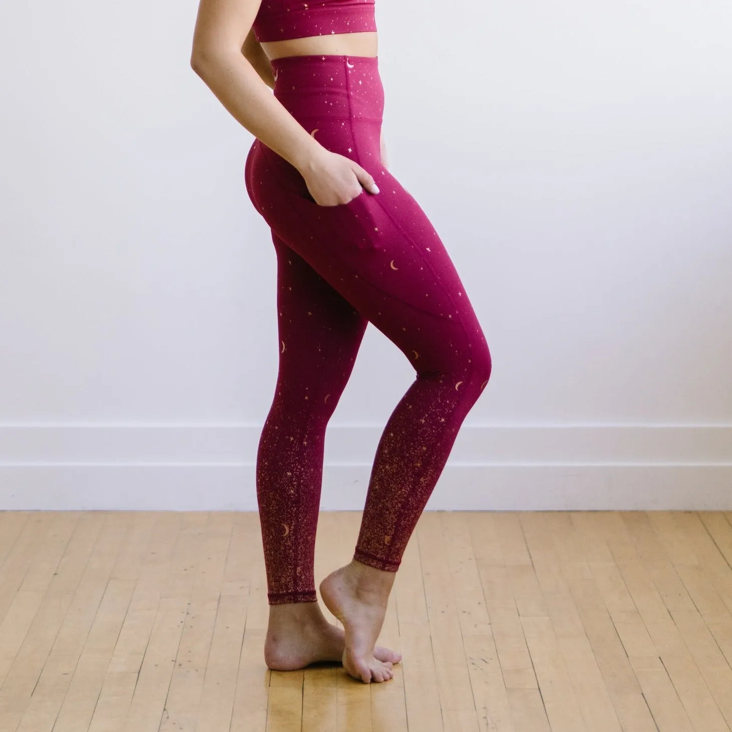 Inspire Leggings - Maroon Moons | MT SPORT sold by Maven Thread product image thumbnail 2