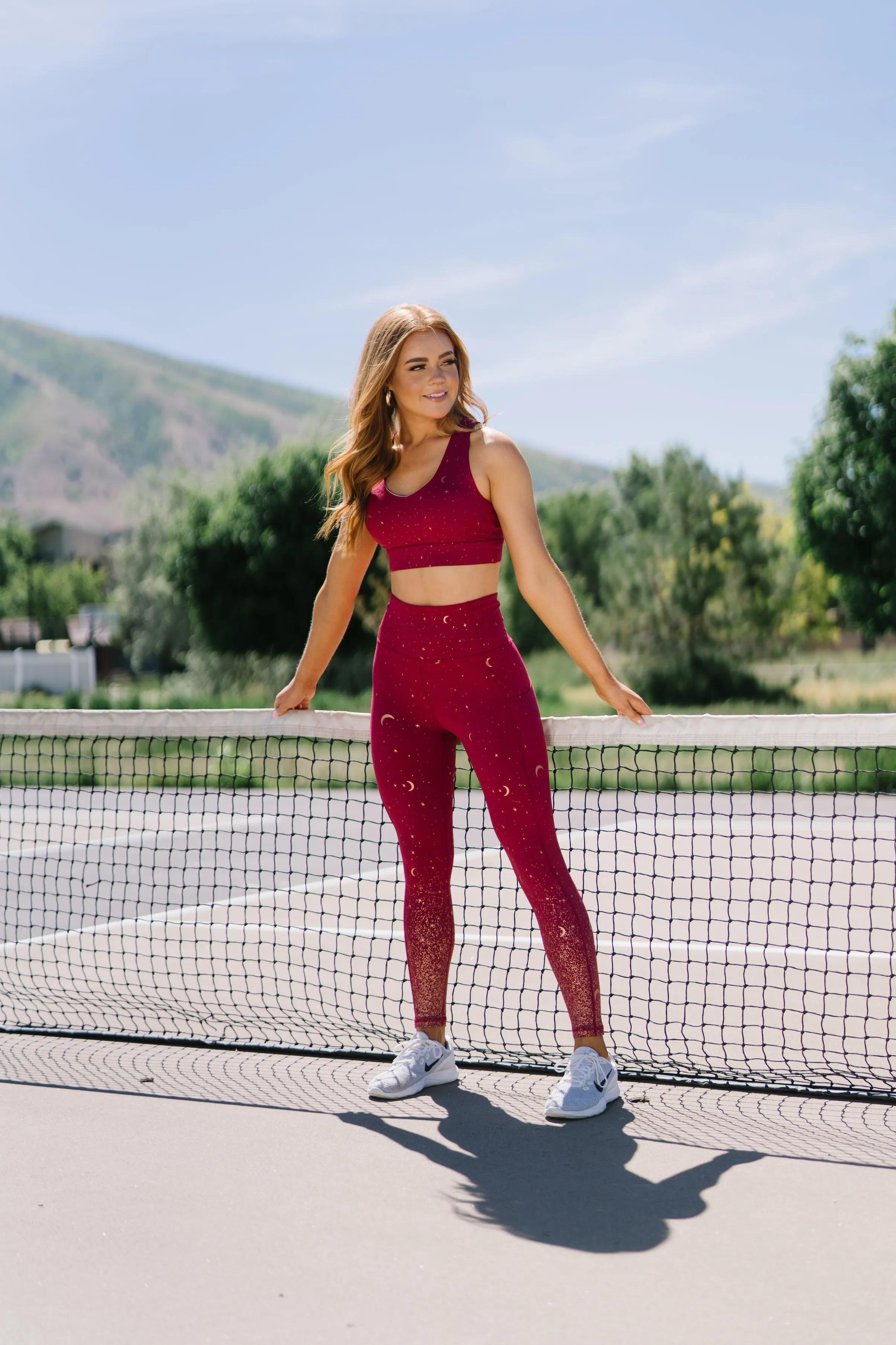 Criss Cross Sports Bra - Maroon Moons | MT SPORT sold by Maven Thread product image thumbnail 3