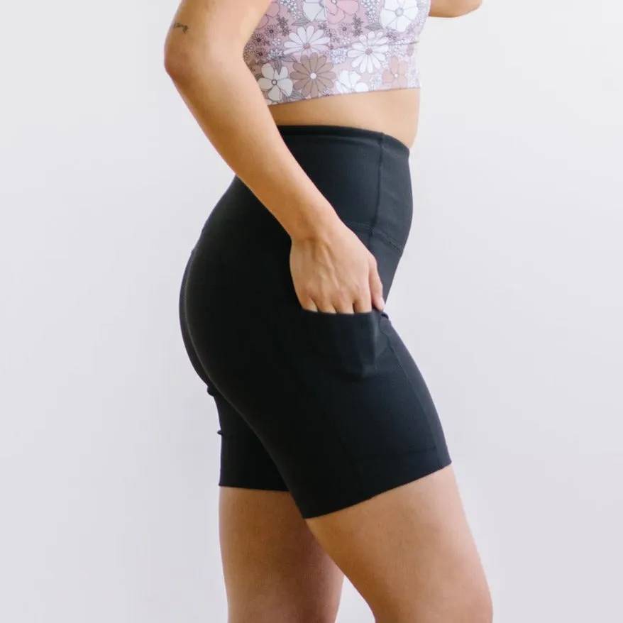 Ribbed Biker Shorts - 6'' - Black sold by Maven Thread