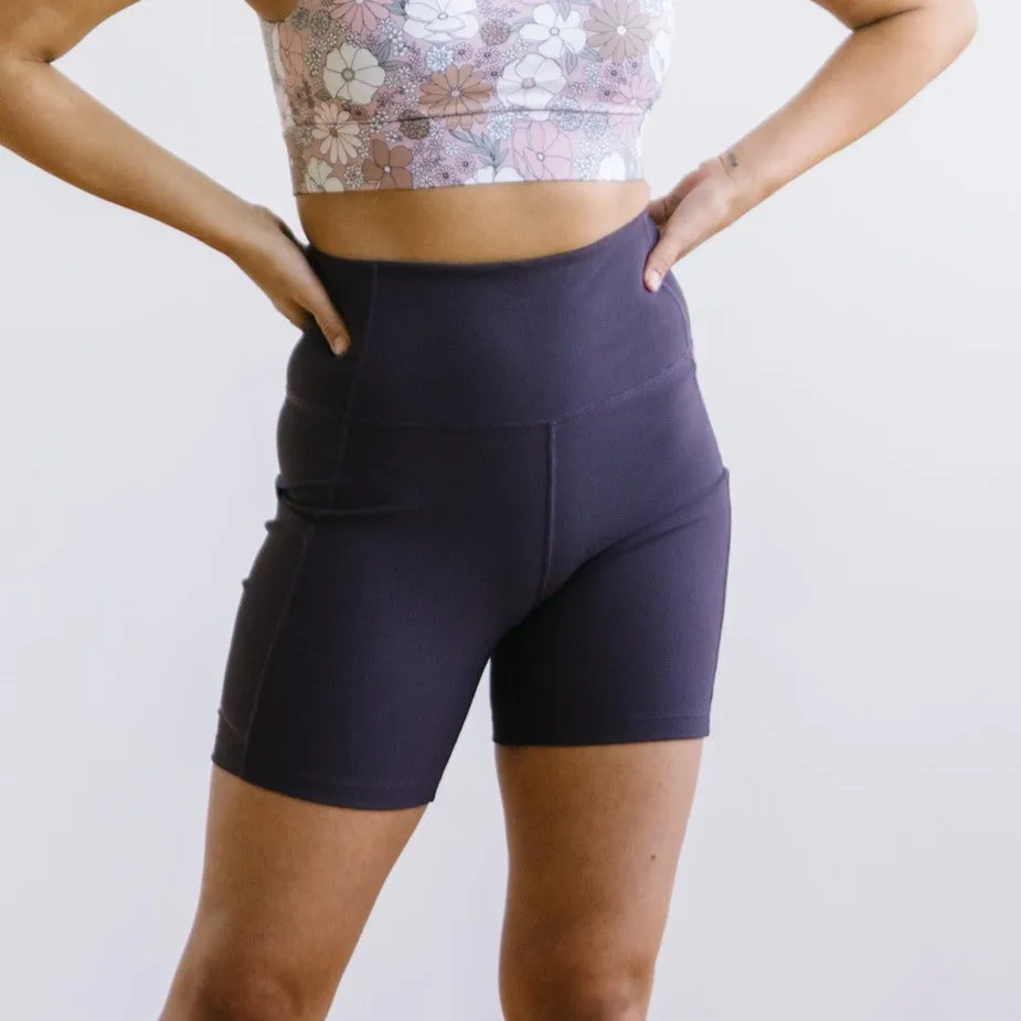 Ribbed Biker Shorts - 6'' - Eggplant sold by Maven Thread