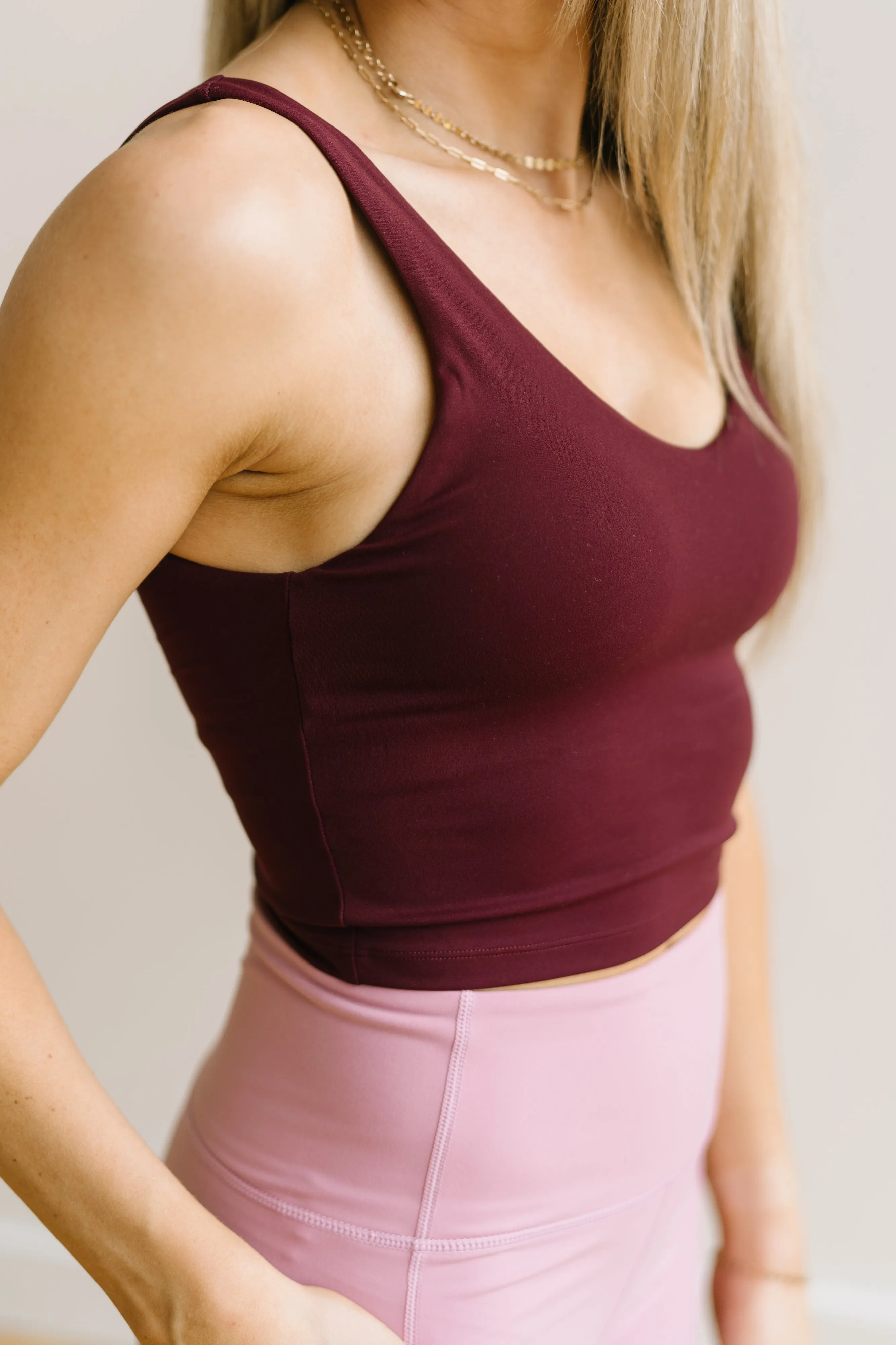 Crop Tank Sports Bra - Burgundy | MT LUXE sold by Maven Thread product image thumbnail 2