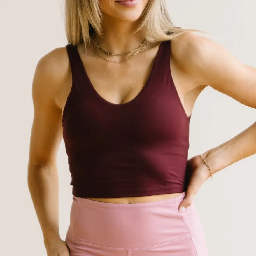 Crop Tank Sports Bra - Burgundy | MT LUXE sold by Maven Thread