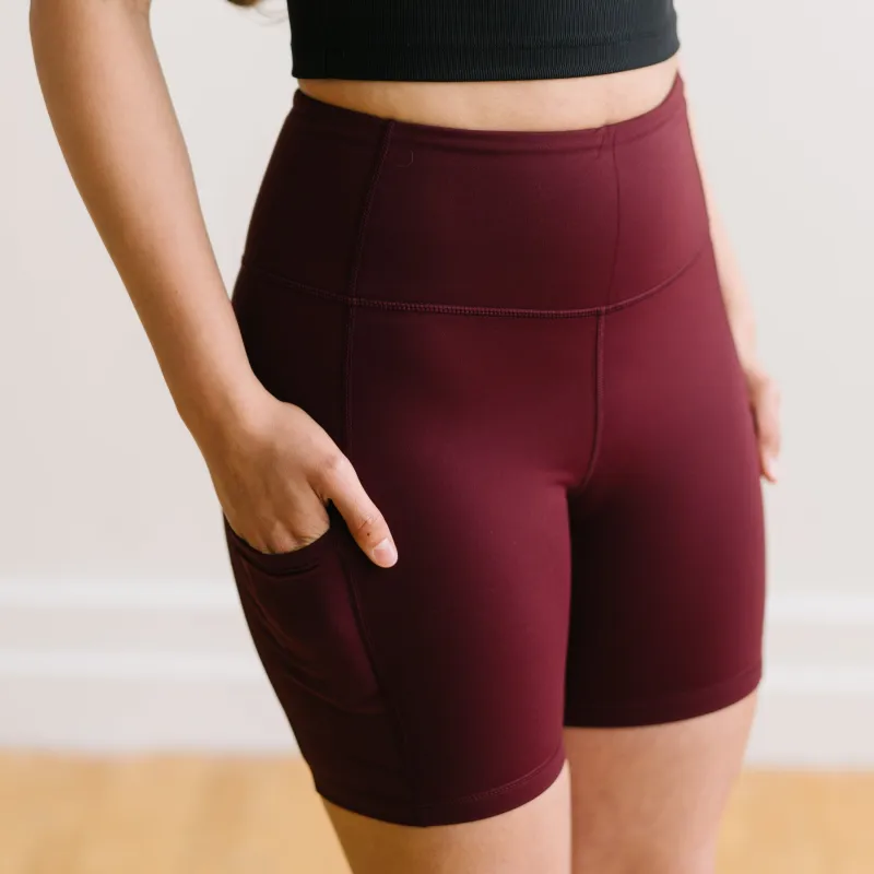 Biker Shorts - 6'' - Burgundy | MT LUXE made by Maven Thread