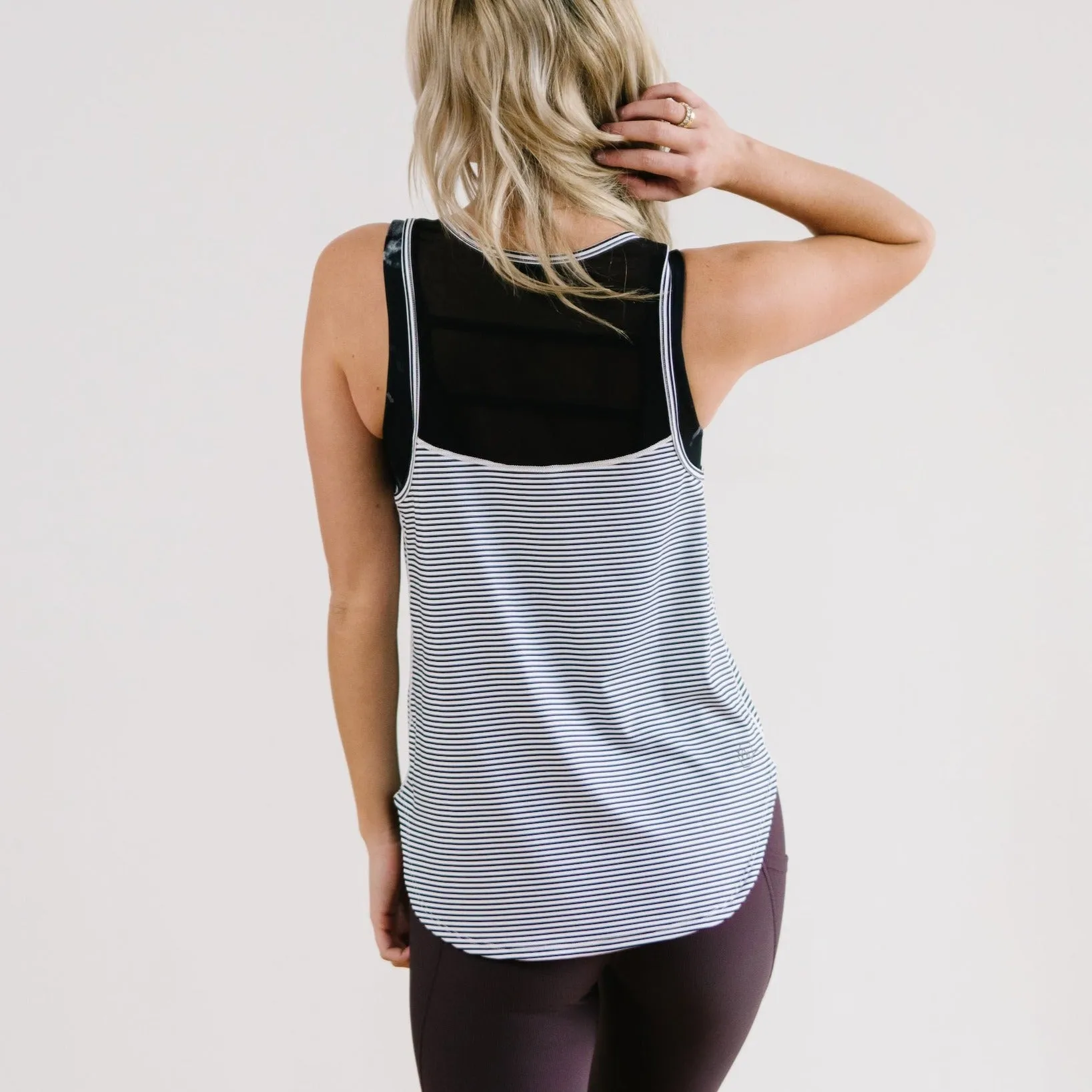 Breathe Tank - B&W Stripe sold by Maven Thread