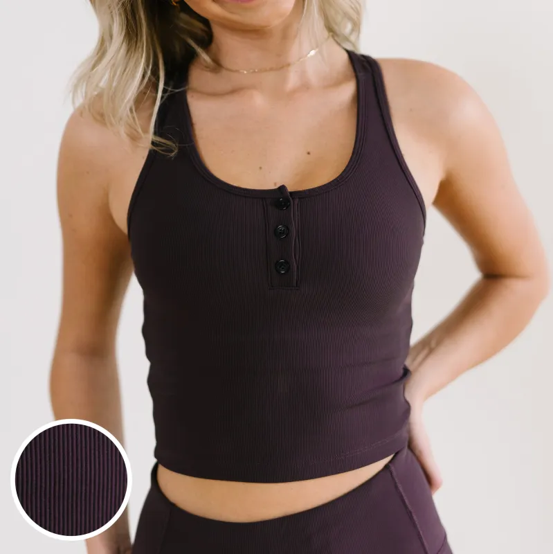 Ribbed Crop Tank Sports Bra - Eggplant sold by Maven Thread