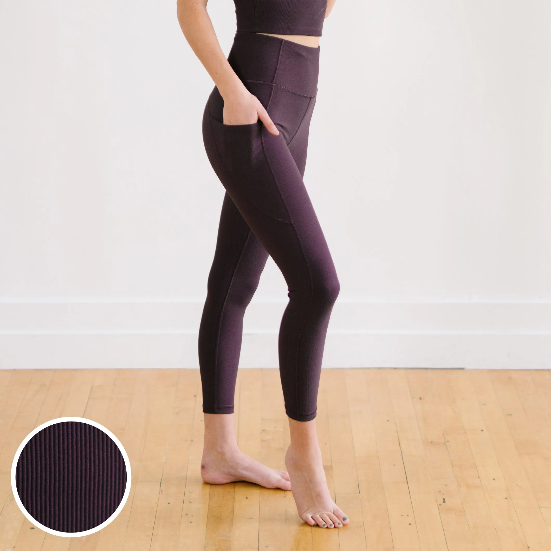 Inspire Leggings - Eggplant Ribbed sold by Maven Thread