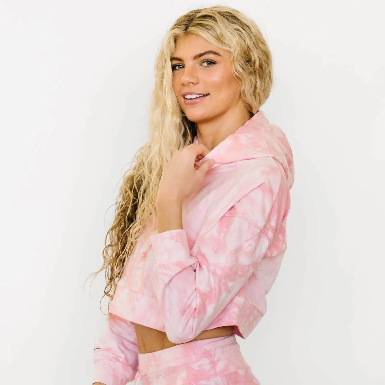 Crop Hoodie - Pink Tie Dye sold by Maven Thread
