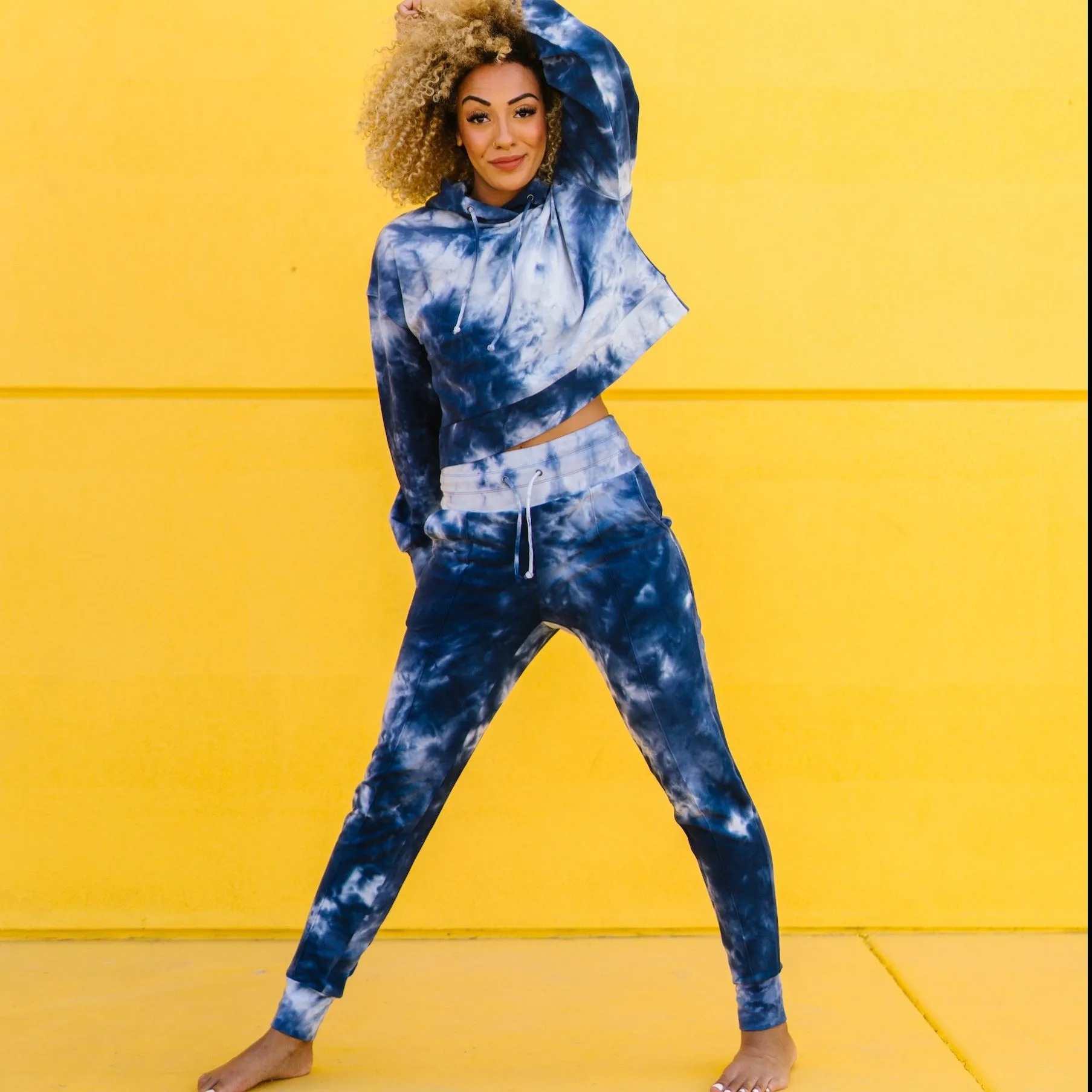Crop Hoodie - Navy Tie Dye sold by Maven Thread product image thumbnail 3