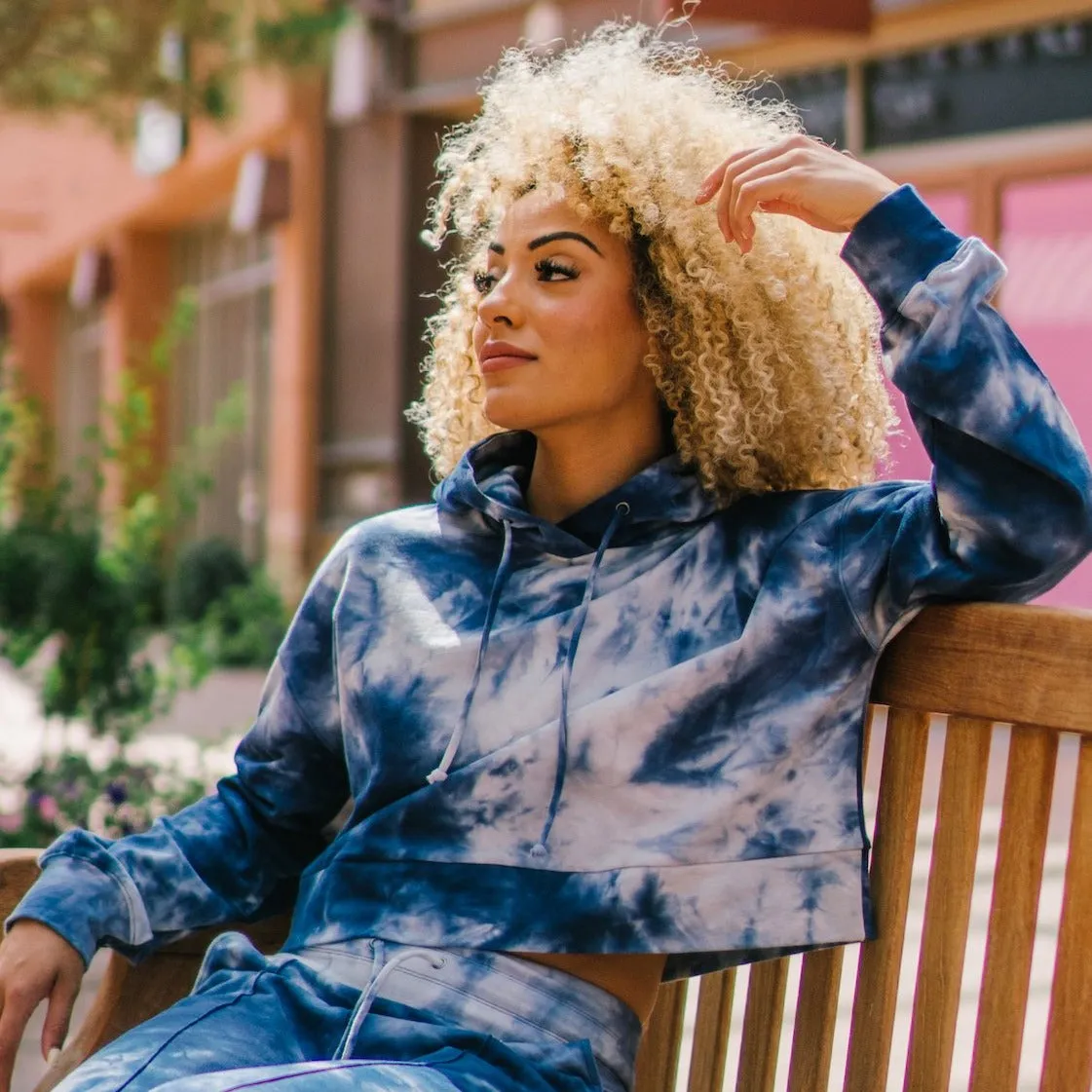 Crop Hoodie - Navy Tie Dye sold by Maven Thread product image thumbnail 2