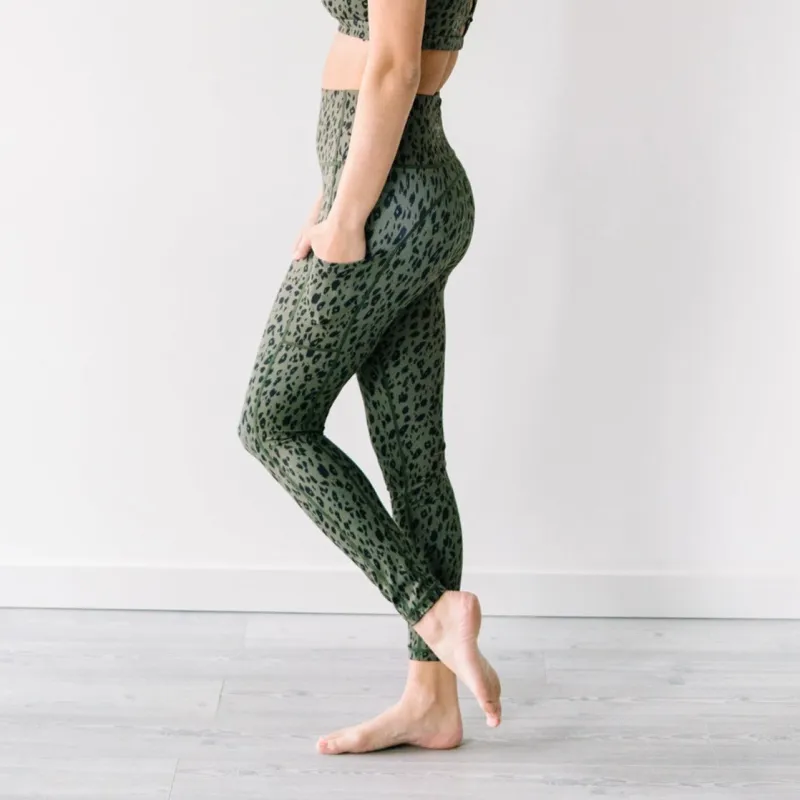 Inspire Leggings - Green Leopard | MT SPORT sold by Maven Thread