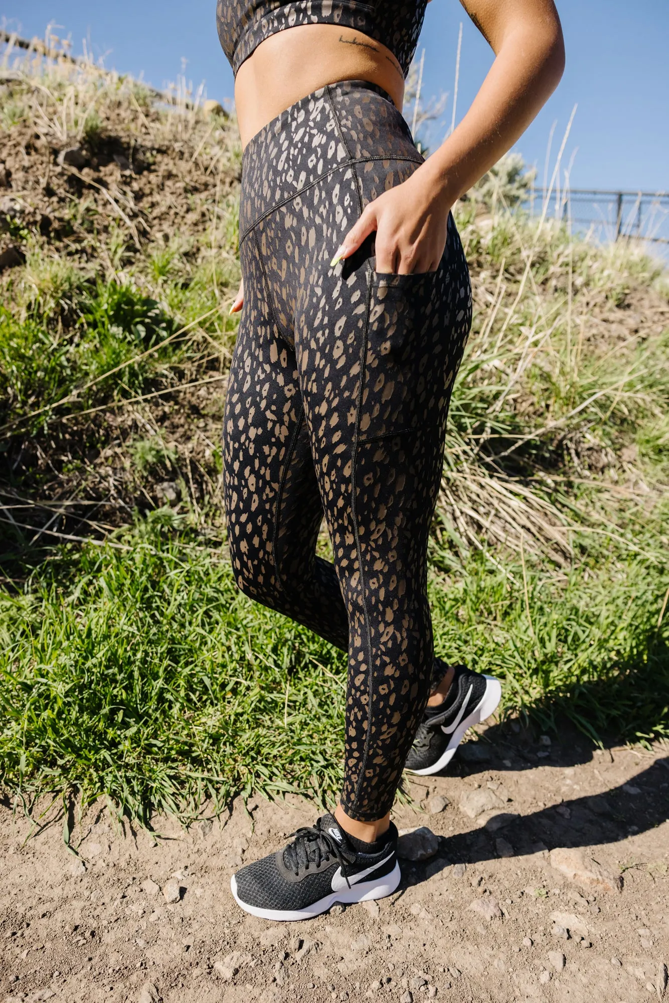 Inspire Leggings - Black w/Brown Leopard | MT SPORT sold by Maven Thread product image thumbnail 2