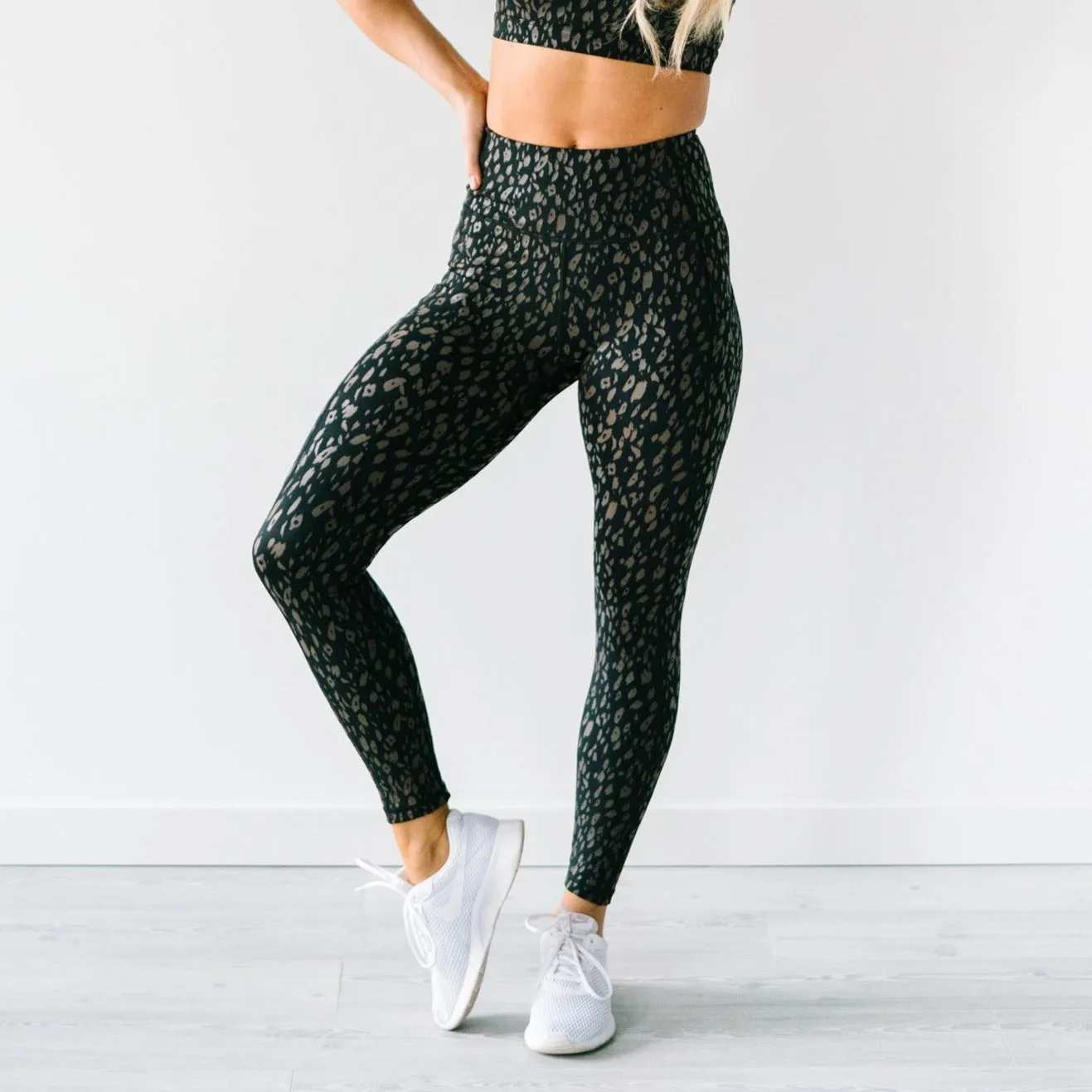 Inspire Leggings - Black w/Brown Leopard | MT SPORT sold by Maven Thread