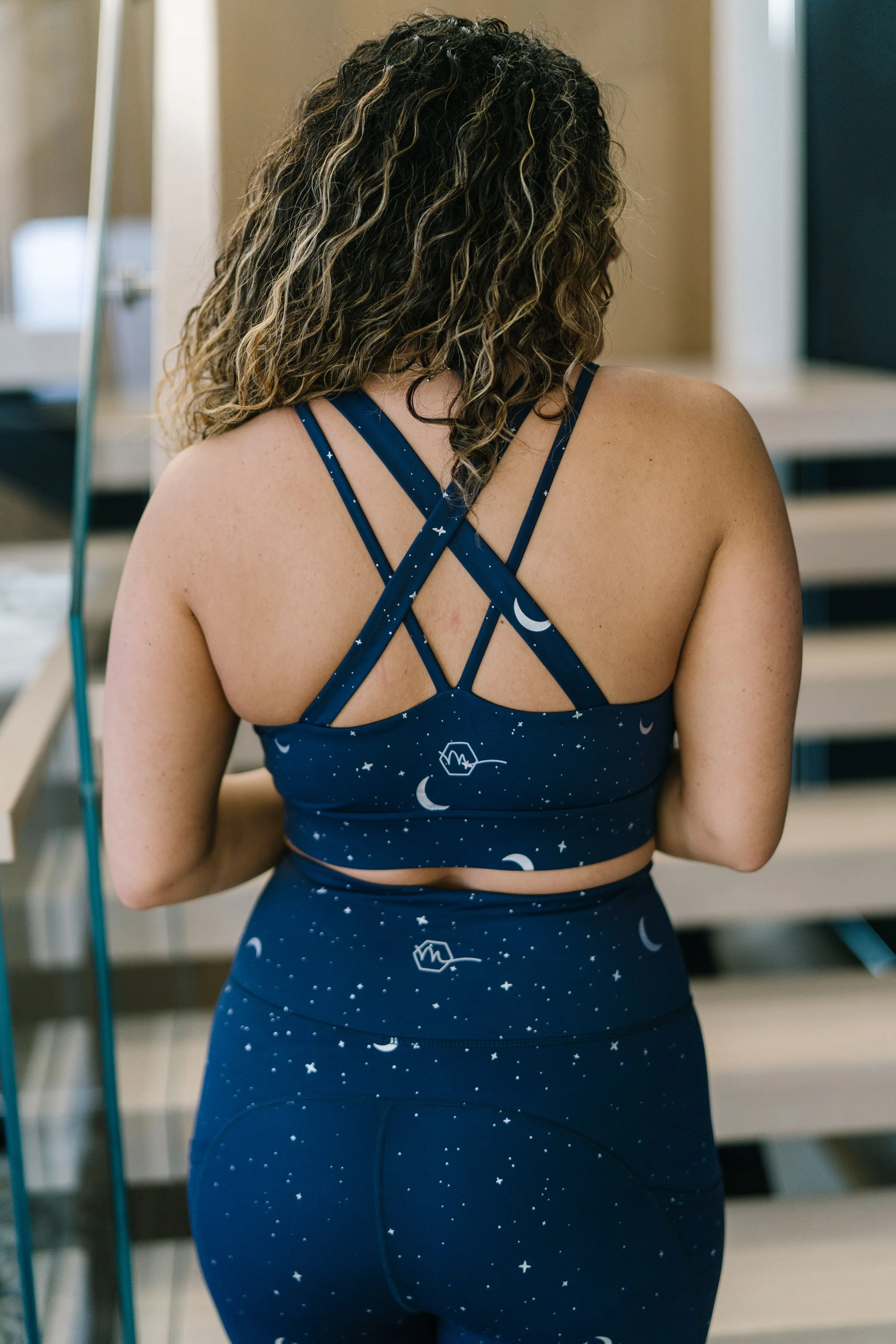 Criss Cross Sports Bra - Navy Moons | MT SPORT sold by Maven Thread product image thumbnail 4