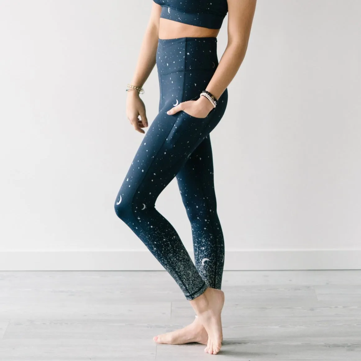 Inspire Leggings - Navy Moons | MT SPORT sold by Maven Thread