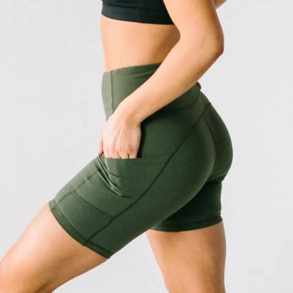 Biker Shorts - 8'' - Olive Green | MT LUXE sold by Maven Thread