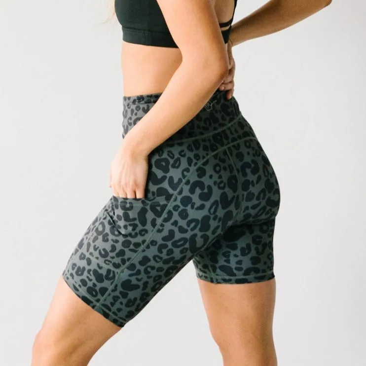 Biker Shorts - 8'' - Grey Leopard | MT SPORT sold by Maven Thread