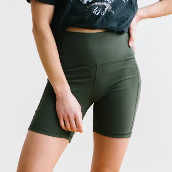 Biker Shorts - 6'' - Olive Green | MT LUXE sold by Maven Thread