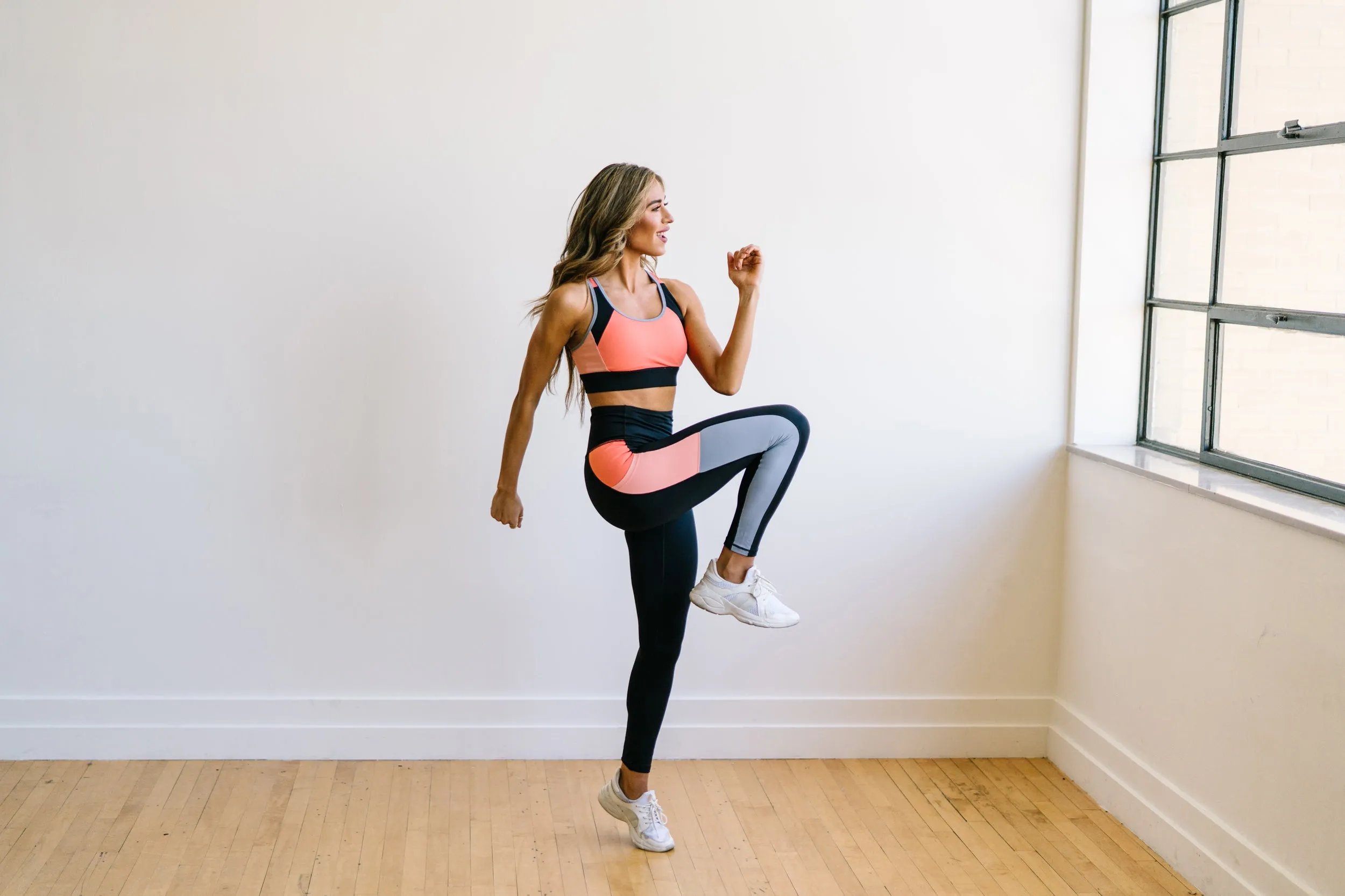 Inspire Leggings - Coral Colorblock | MT SPORT sold by Maven Thread product image thumbnail 3