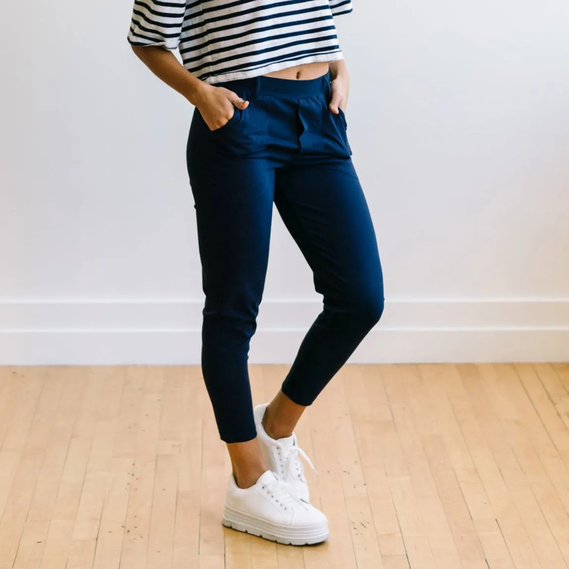 Work Hard Play Hard Trousers - Navy | MT LUXE sold by Maven Thread