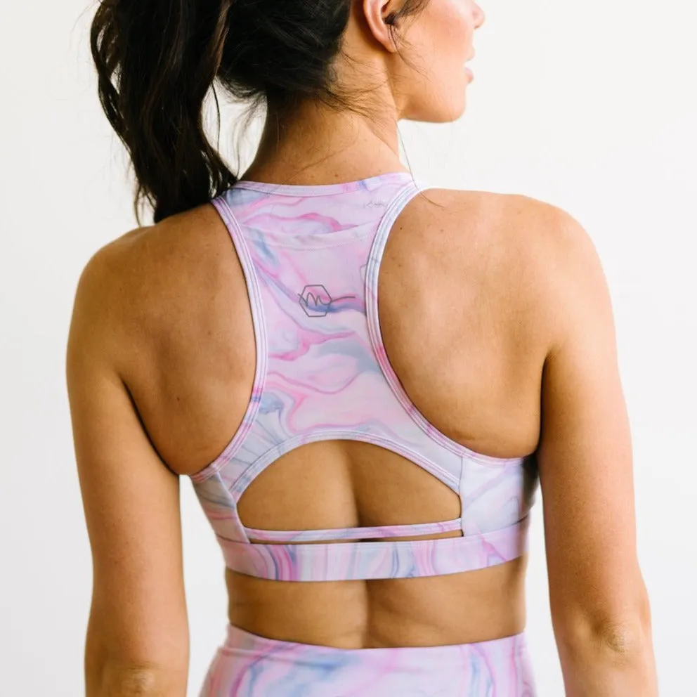 Power Sports Bra - Pastel Marble | MT SPORT sold by Maven Thread