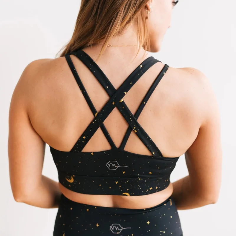 Criss Cross Sports Bra - Moons | MT SPORT sold by Maven Thread