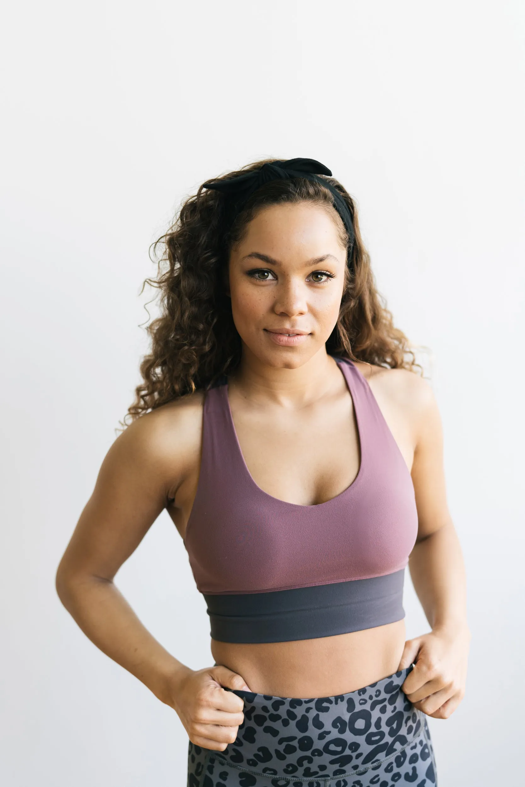 Criss Cross Sports Bra - Muted Plum / Grey | MT LUXE sold by Maven Thread product image thumbnail 2