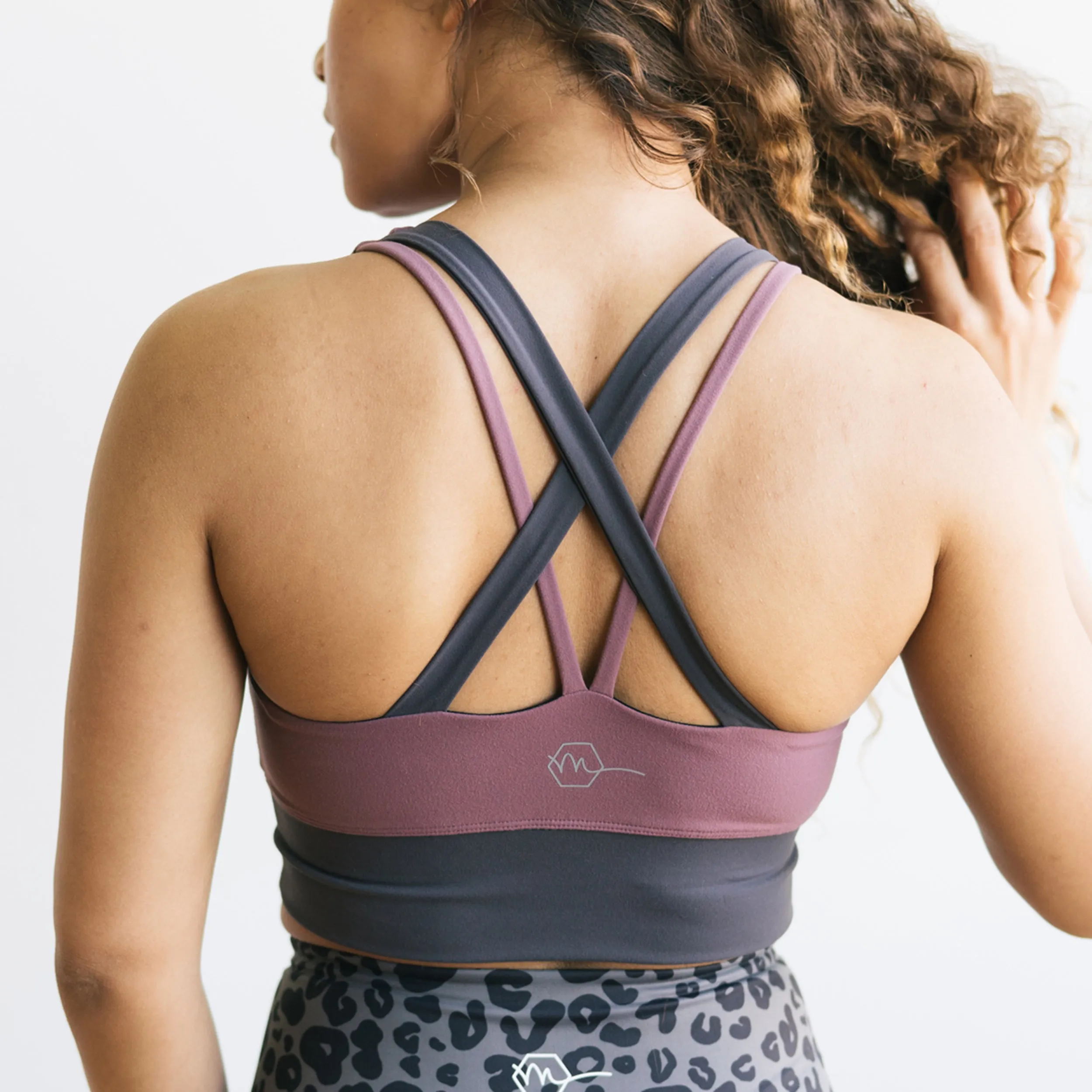 Criss Cross Sports Bra - Muted Plum / Grey | MT LUXE sold by Maven Thread