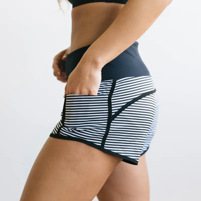 Elite Shorts - 3.5'' - B&W Stripes sold by Maven Thread