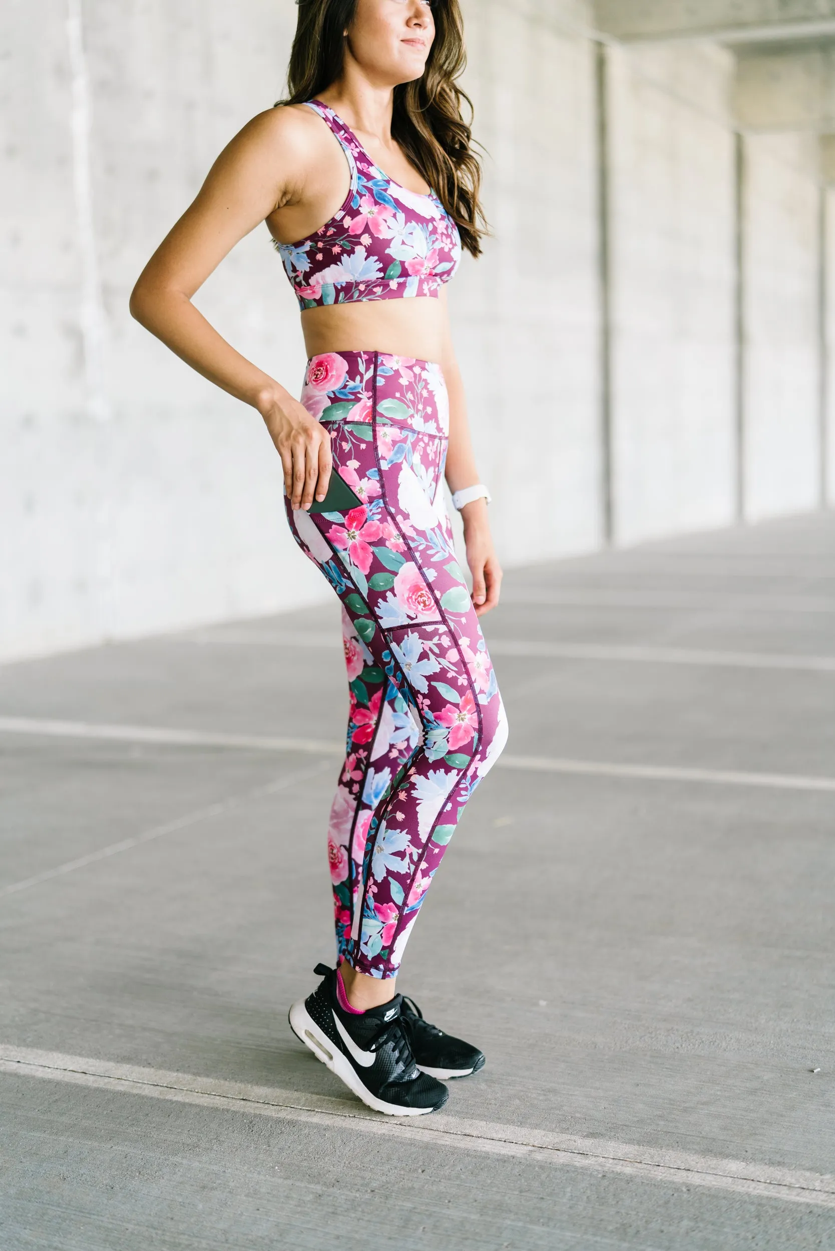 Inspire Leggings - Maroon Floral | MT SPORT sold by Maven Thread product image thumbnail 2