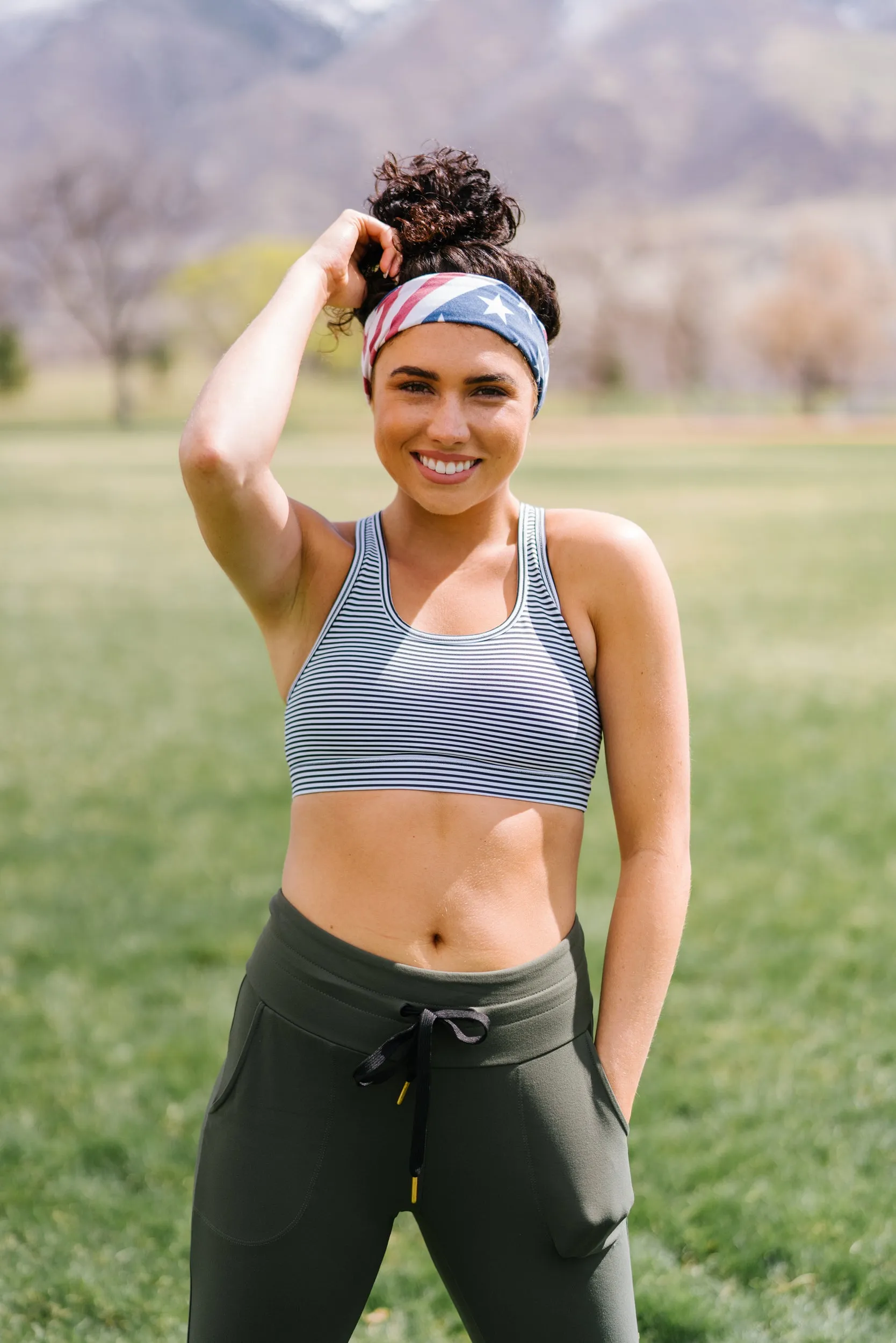 Power Sports Bra - B&W Stripe | MT SPORT sold by Maven Thread product image thumbnail 5