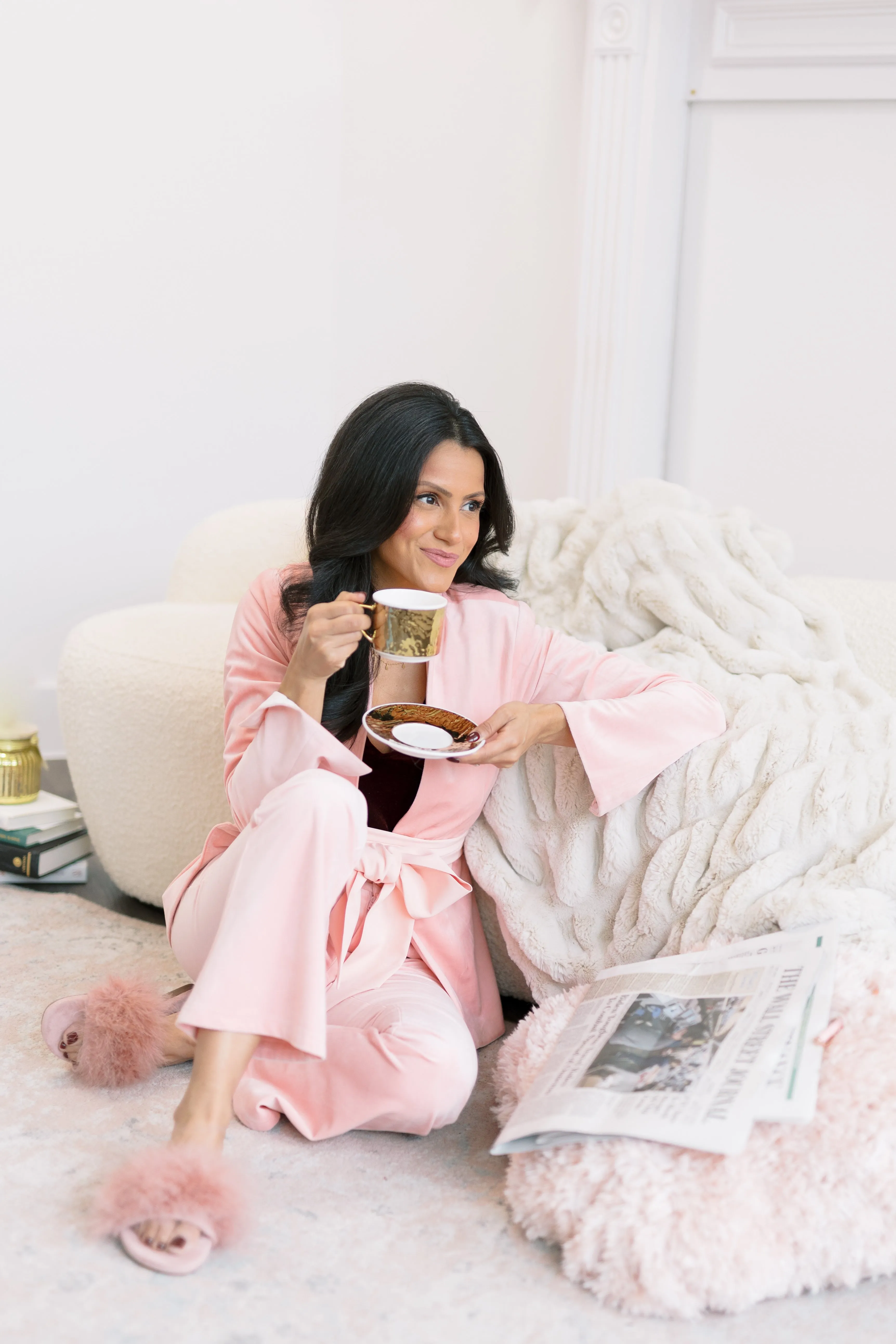 Rose Pink Velvet Blazer Suit Set sold by PWR MWN