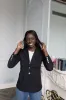 The Miss Noir | Women's Black Oversized Blazer Suit Jacket sold by PWR MWN