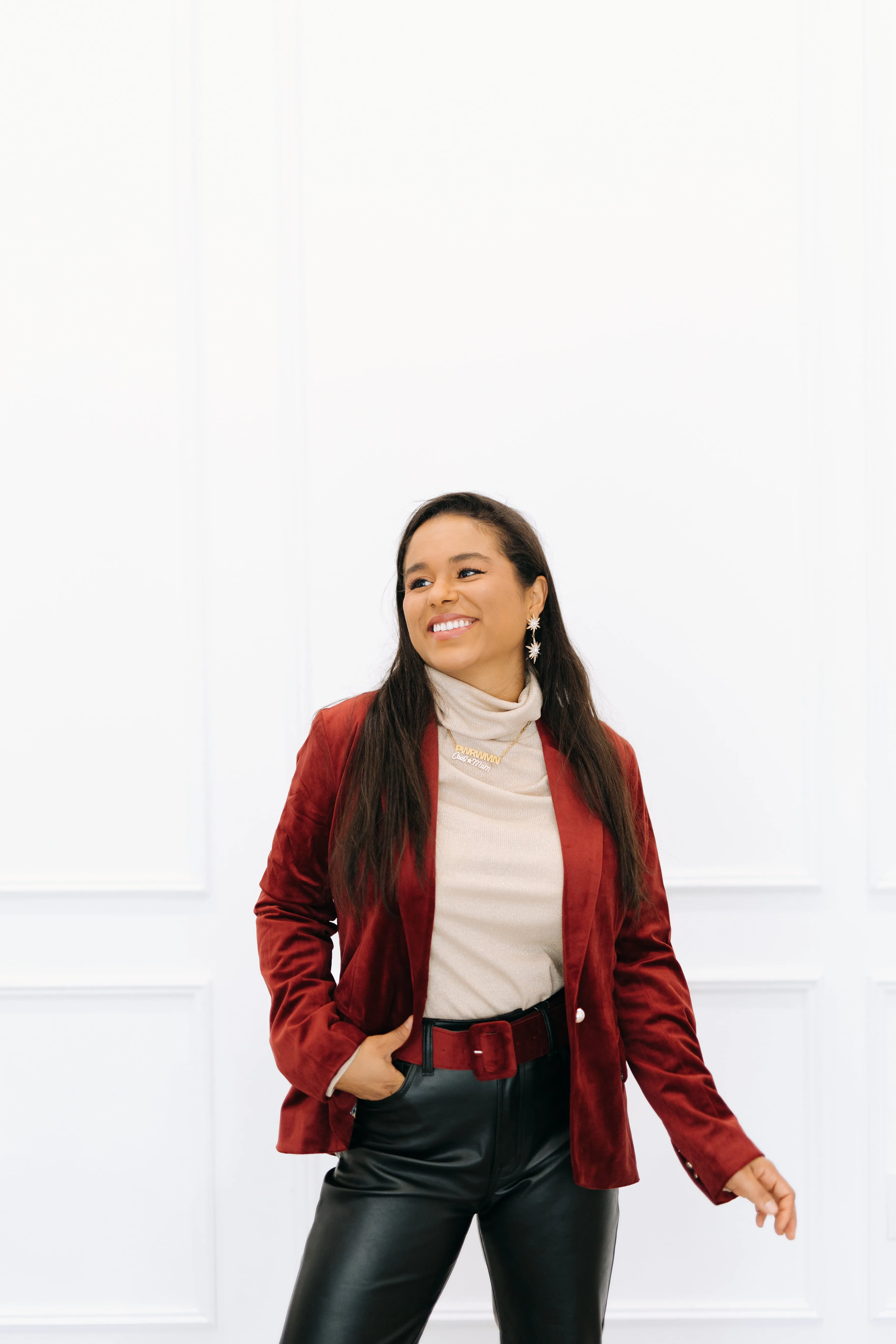 The "So Scarlet it Was Maroon" Burgundy Velvet Women's Blazer sold by PWR MWN product image thumbnail 4